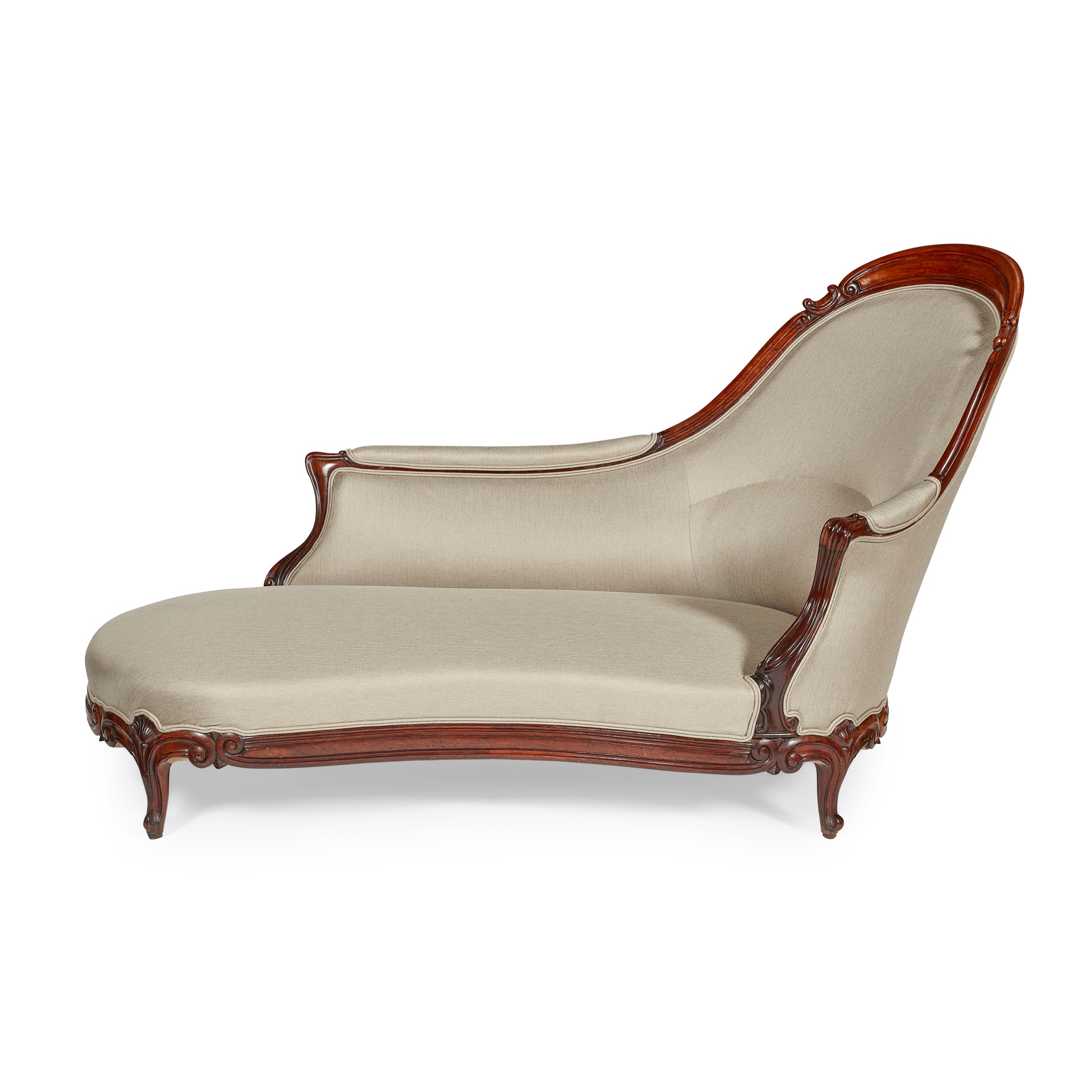 EARLY VICTORIAN WALNUT CHAISE LONGUE