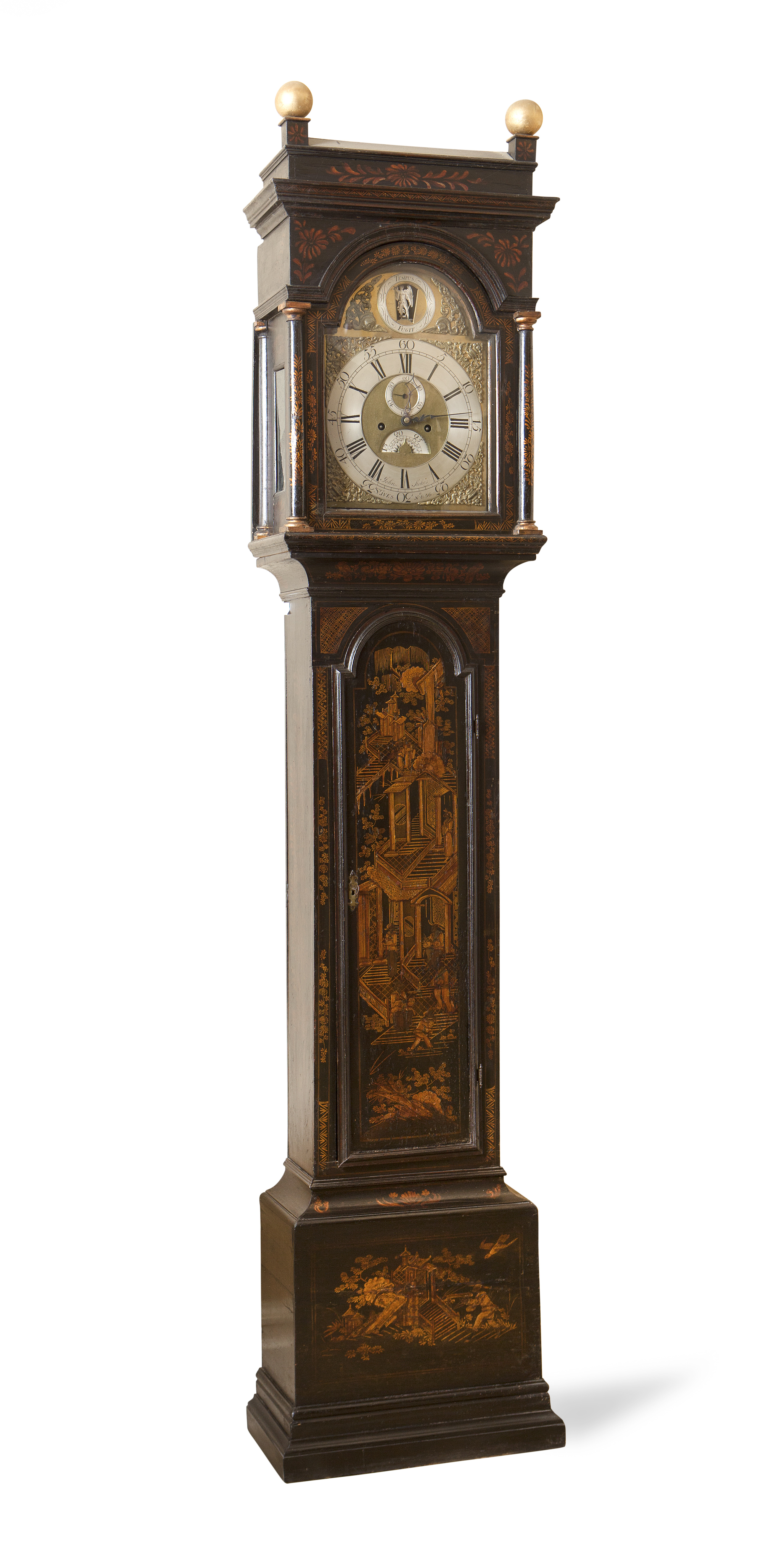 GEORGE II JAPANNED LONGCASE CLOCK BY JOHN STOKES, ST. IVES