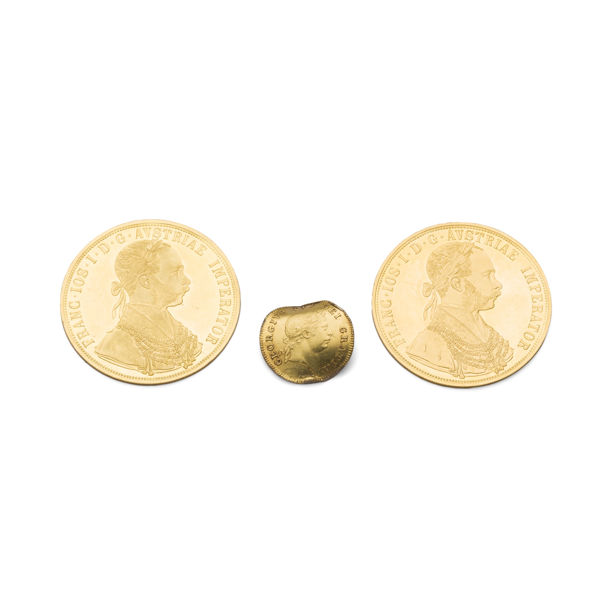 Two 1915 Four Ducat gold coins
