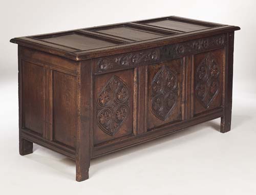 An 18th century oak mule chest,
