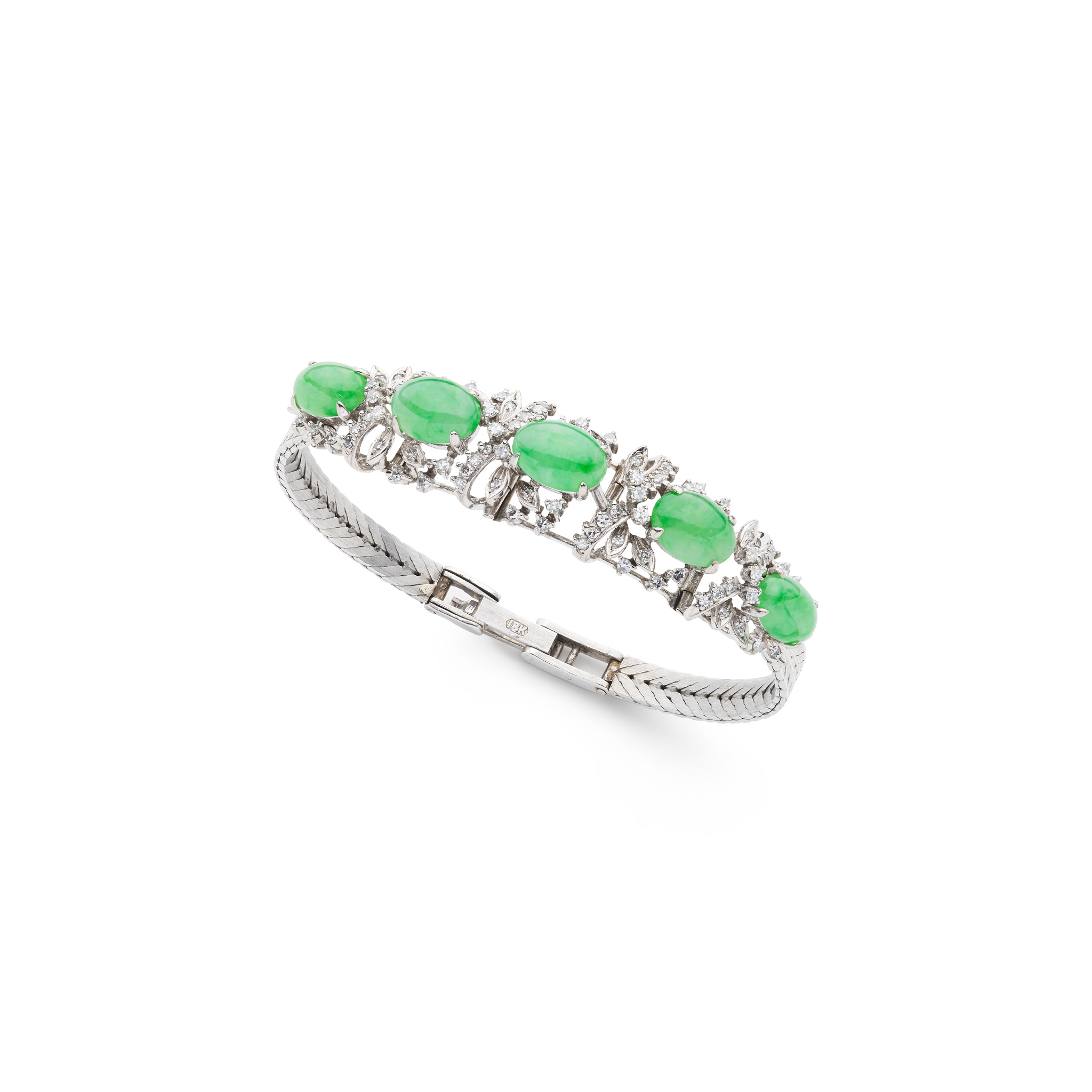 A jade and diamond bracelet