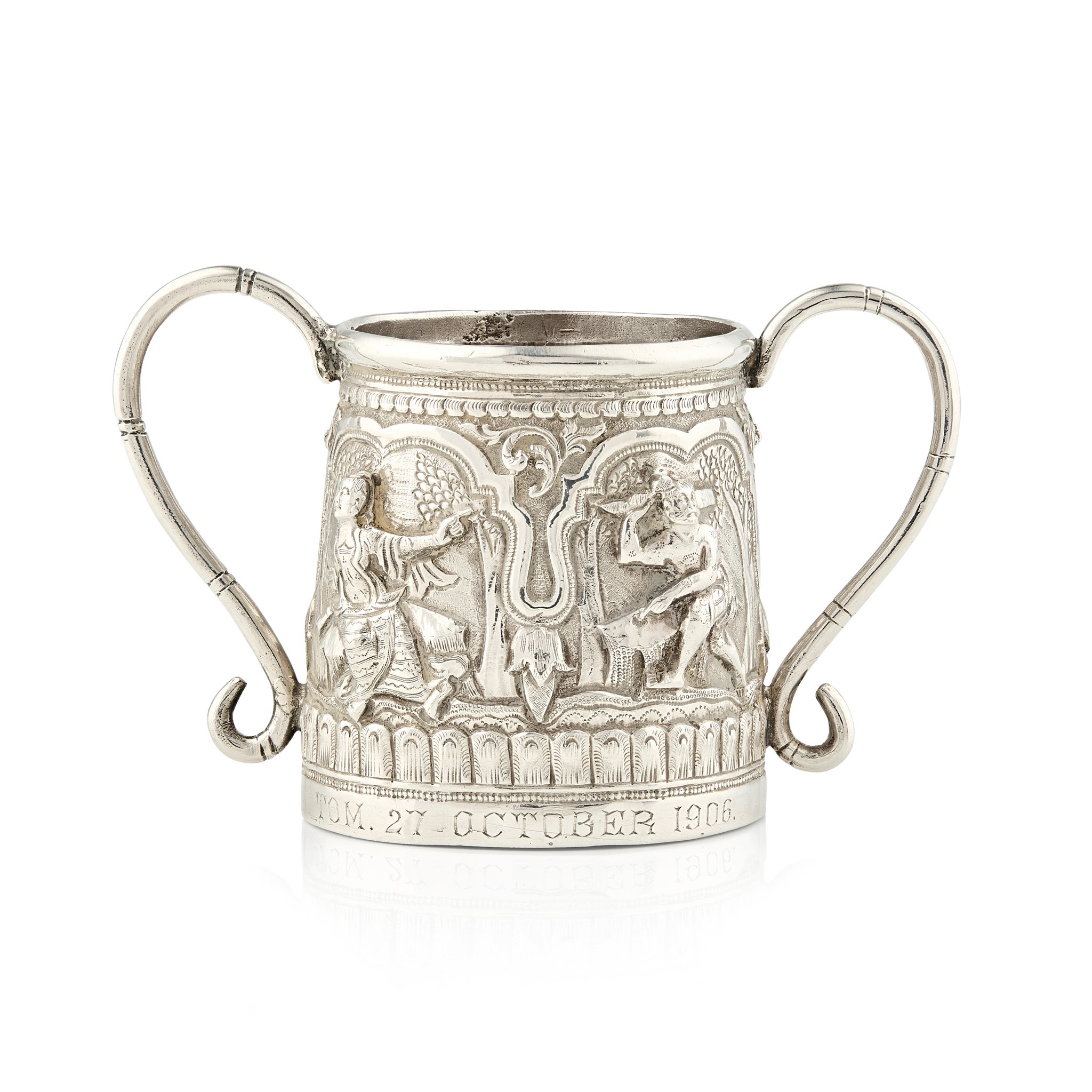 BURMA - AN EARLY 20TH CENTURY TWIN-HANDLED MUG