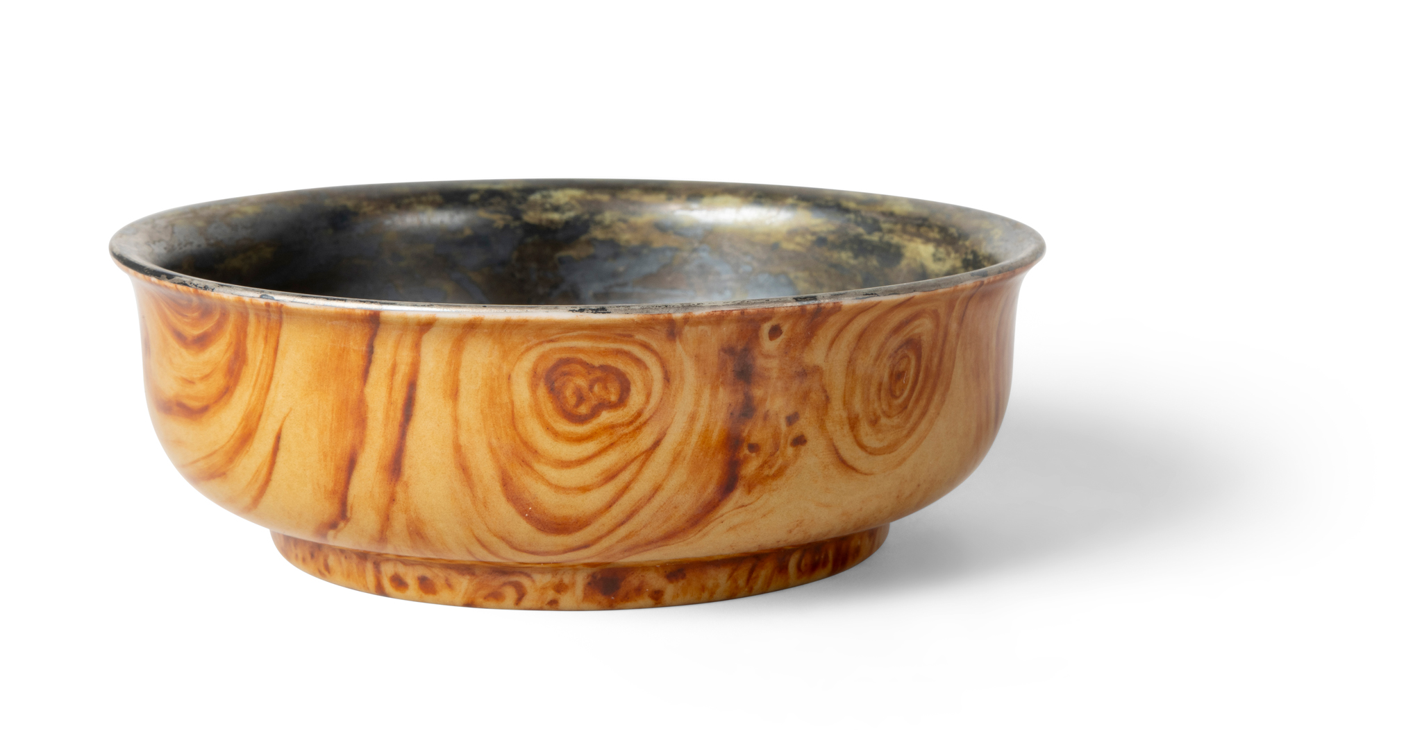 CHINESE FAUX BOIS-ENAMELED BOWL