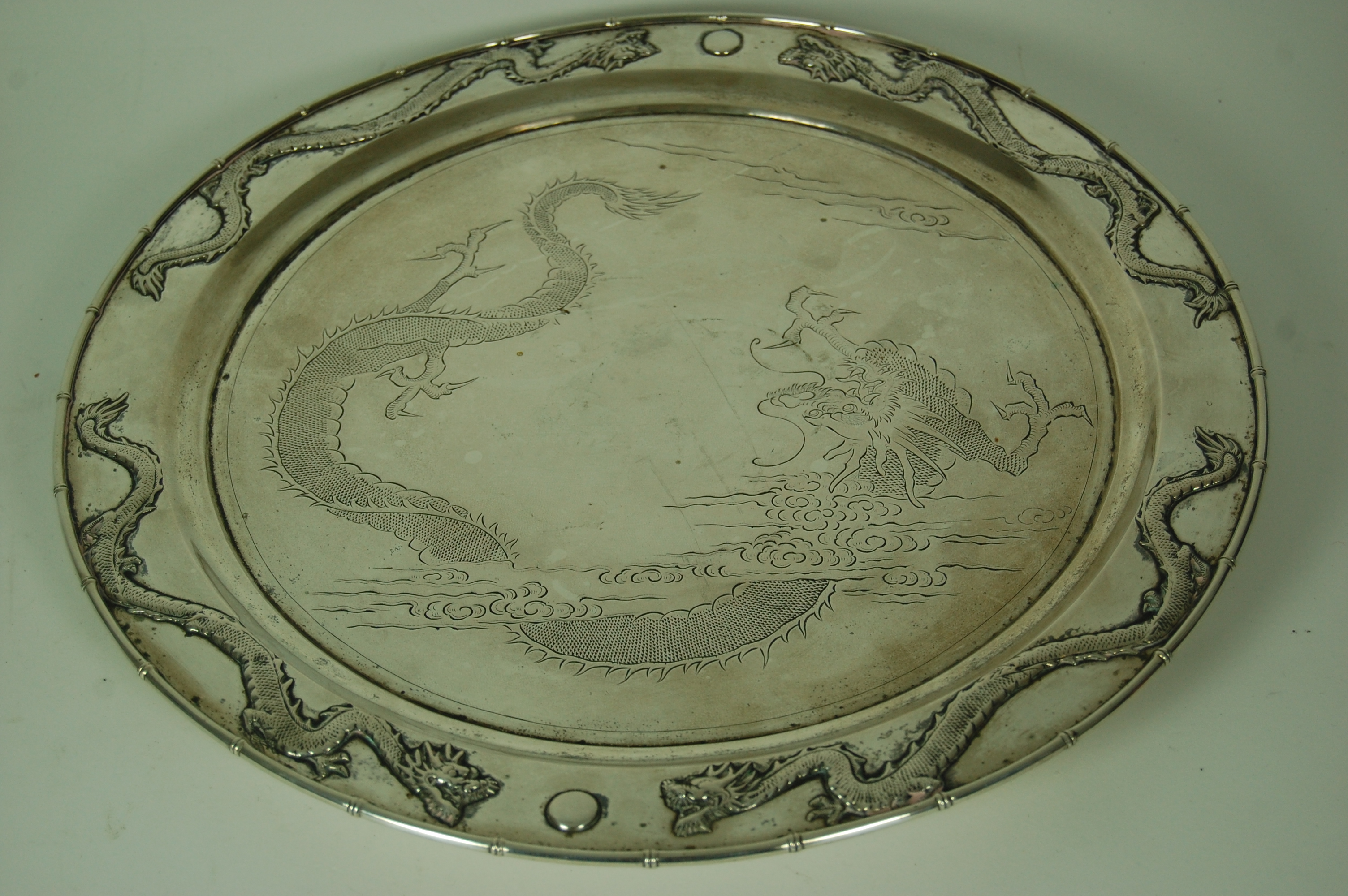 CHINESE EXPORT SILVER SALVER