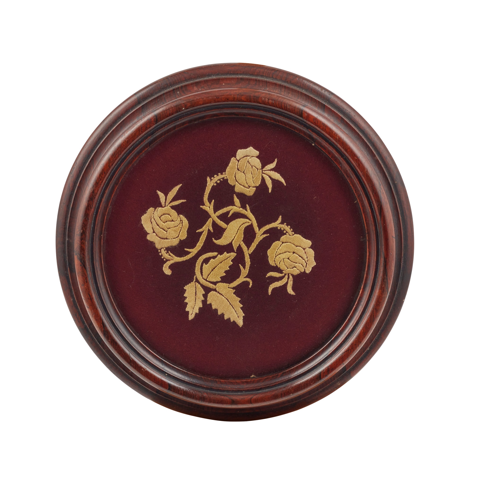 A SCOTTISH ROSEWOOD WINE COASTER BY WYLIE & LOCHHEAD, GLASGOW