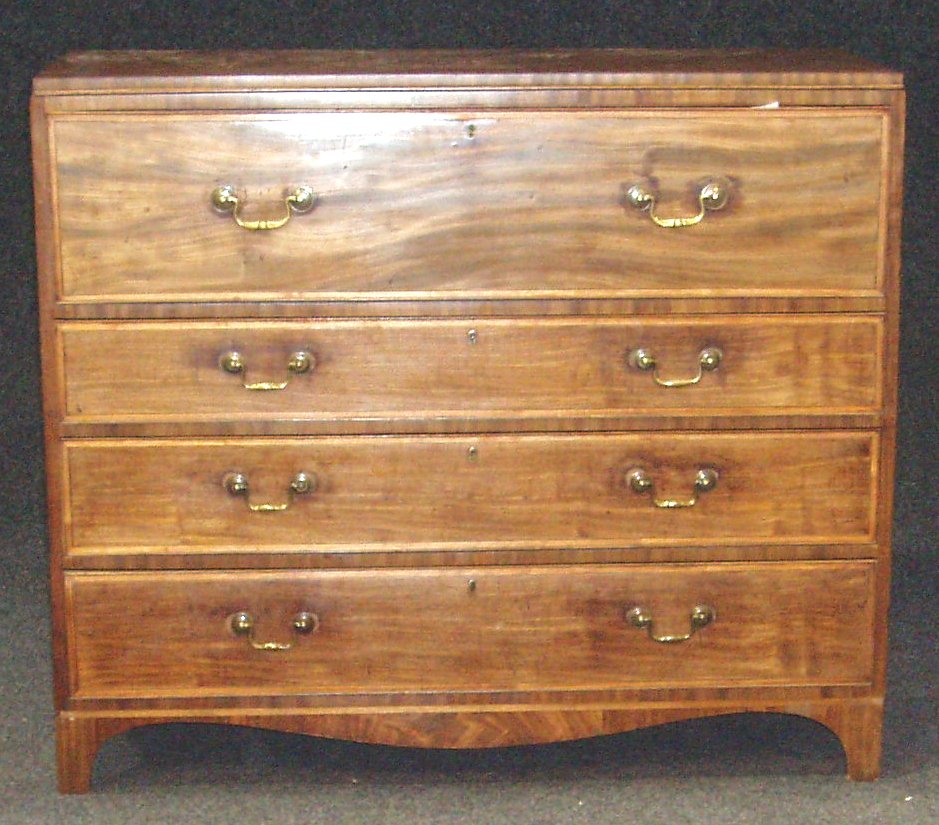 An 19th century mahogany secretaire chest,