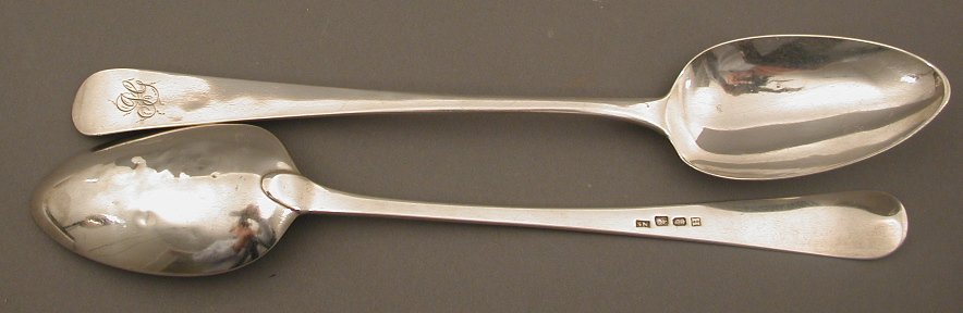 A pair of George III Irish basting spoons