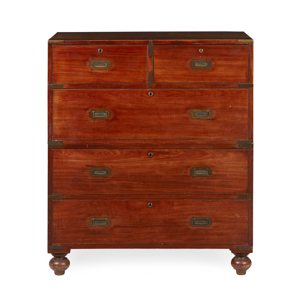 VICTORIAN MAHOGANY CAMPAIGN CHEST OF DRAWERS