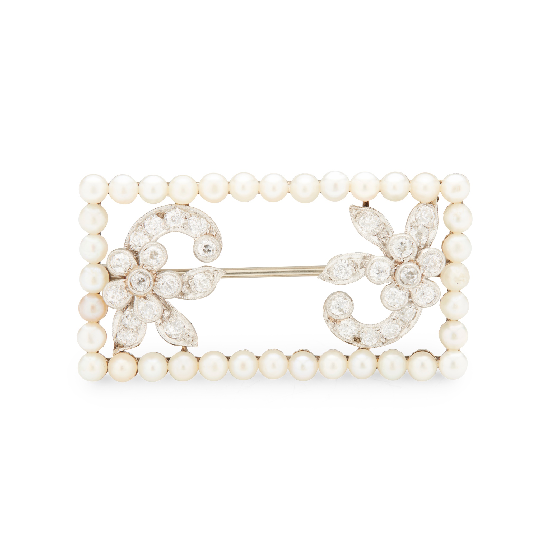 A pearl and diamond brooch