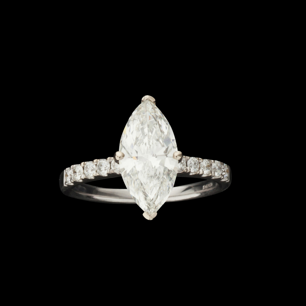 A marquise cut diamond set ring