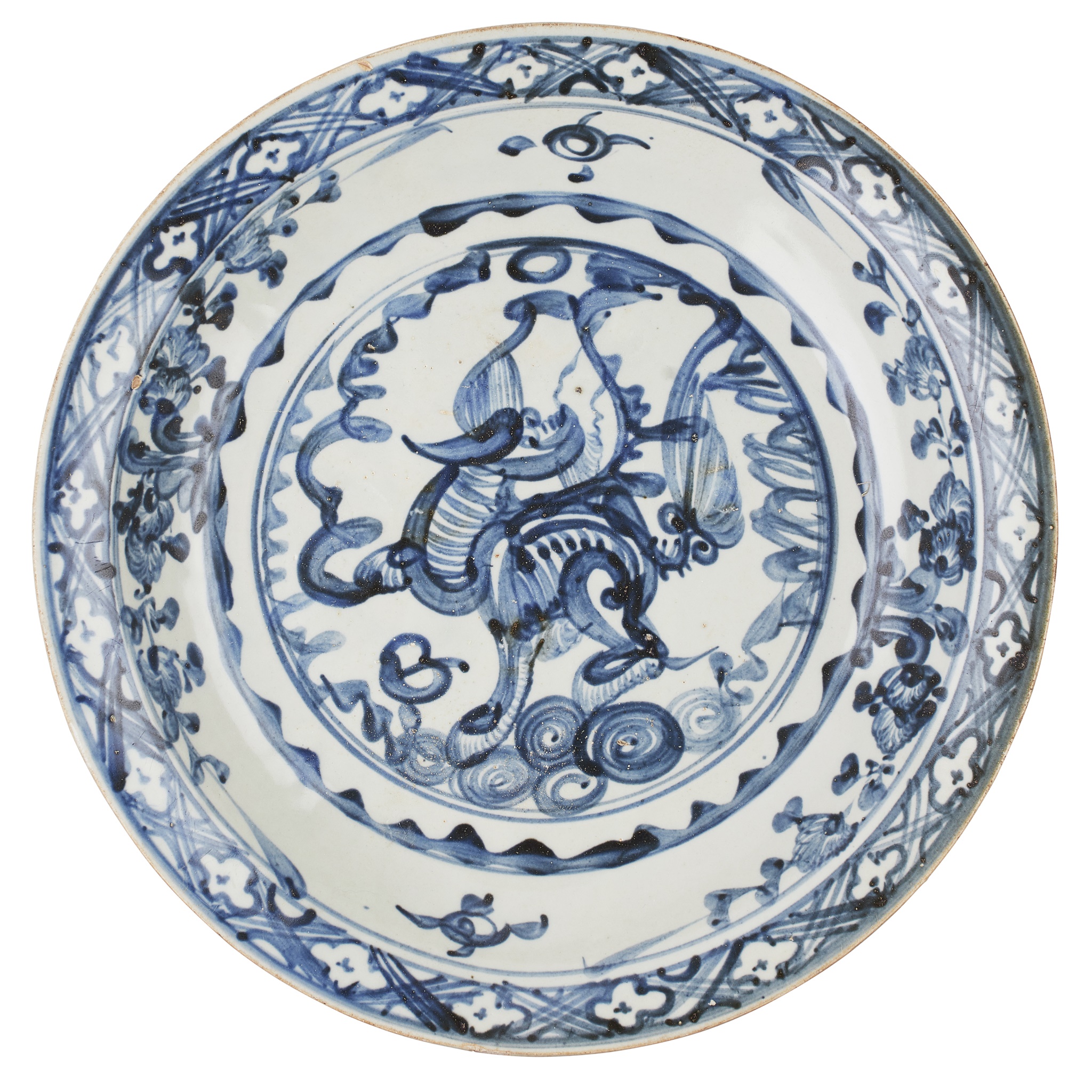 TWO SWATOW BLUE AND WHITE CHARGERS