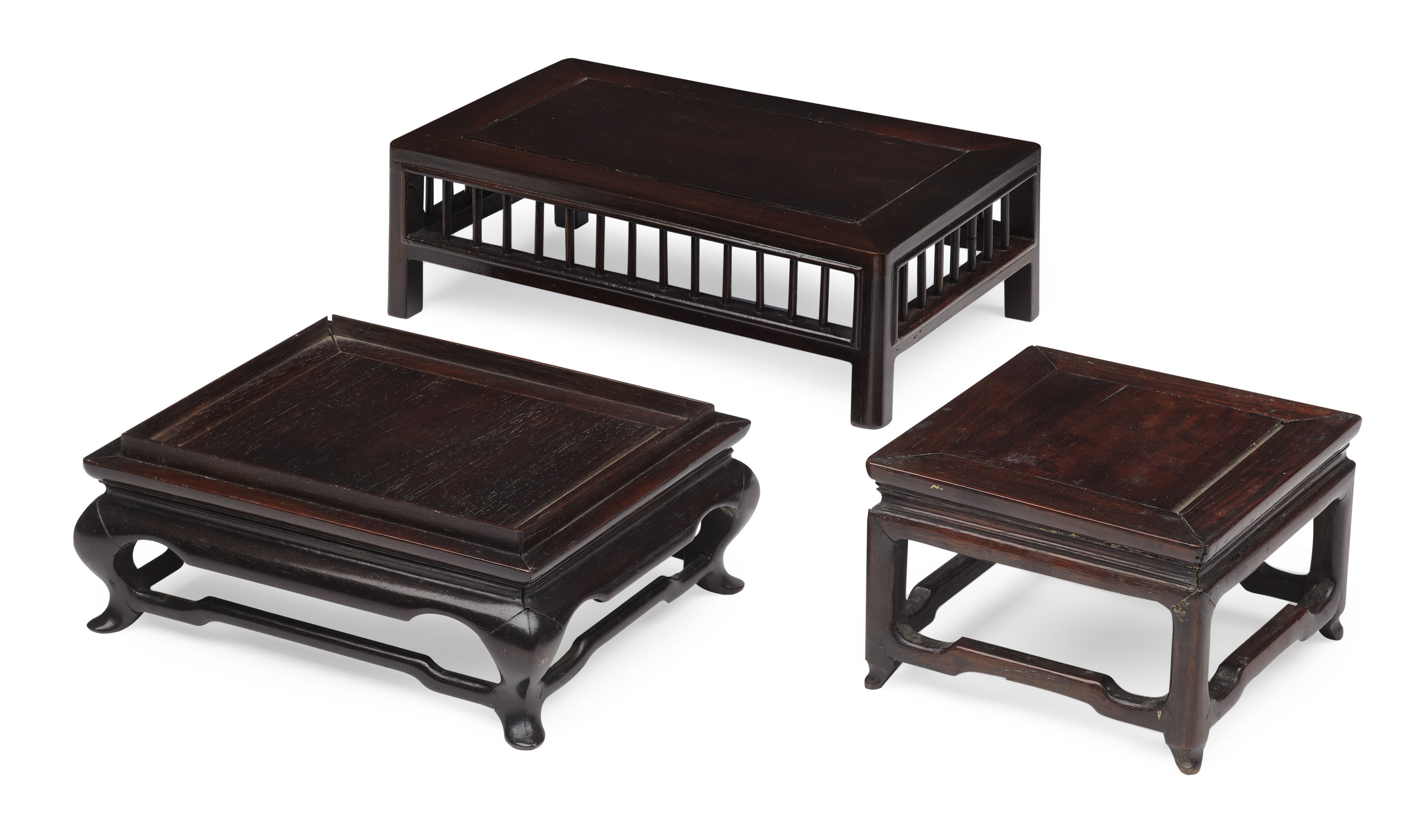 THREE CHINESE HARDWOOD STANDS