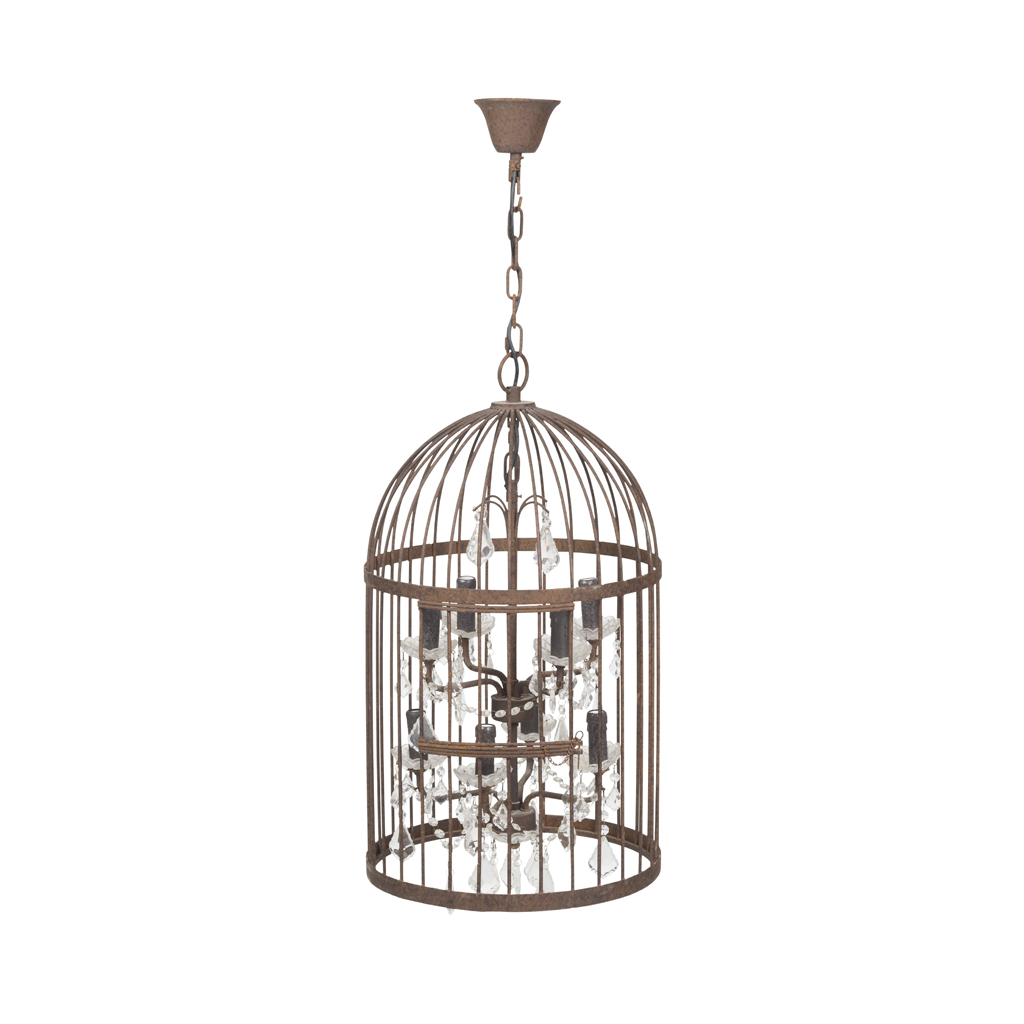 BRASS AND GLASS BIRDCAGE CEILING LIGHT