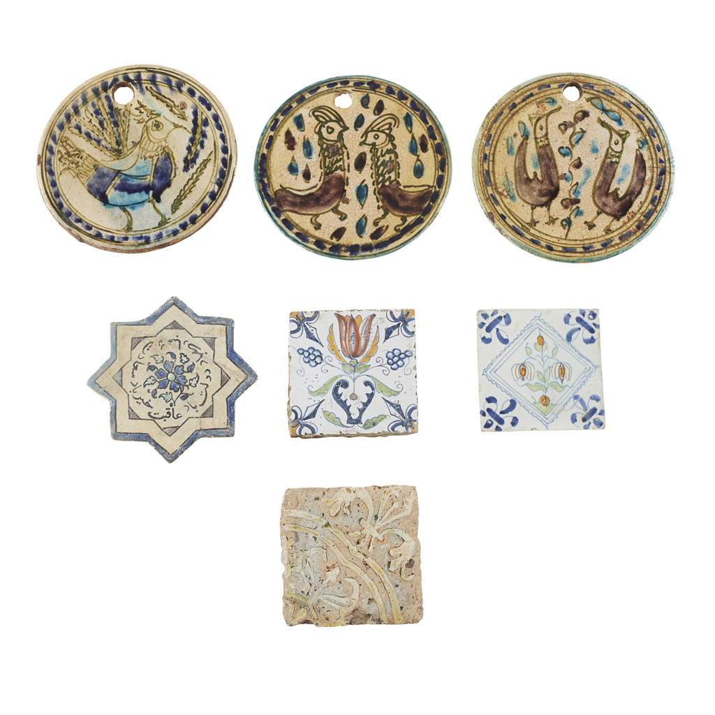 GROUP OF PERSIAN AND SPANISH TILES
