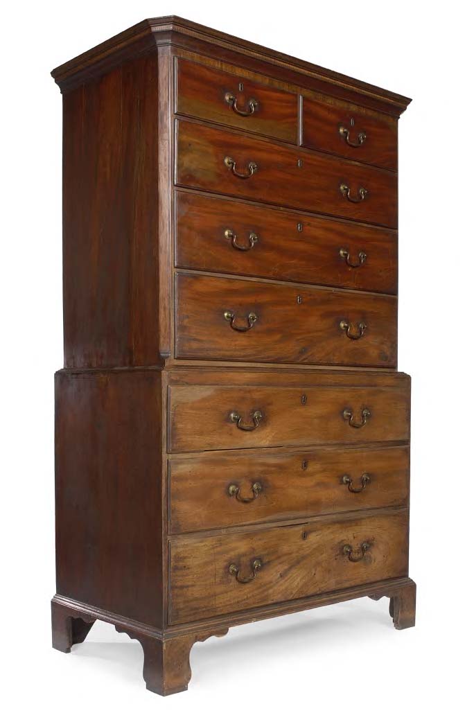 A George III period mahogany chest-on-chest
