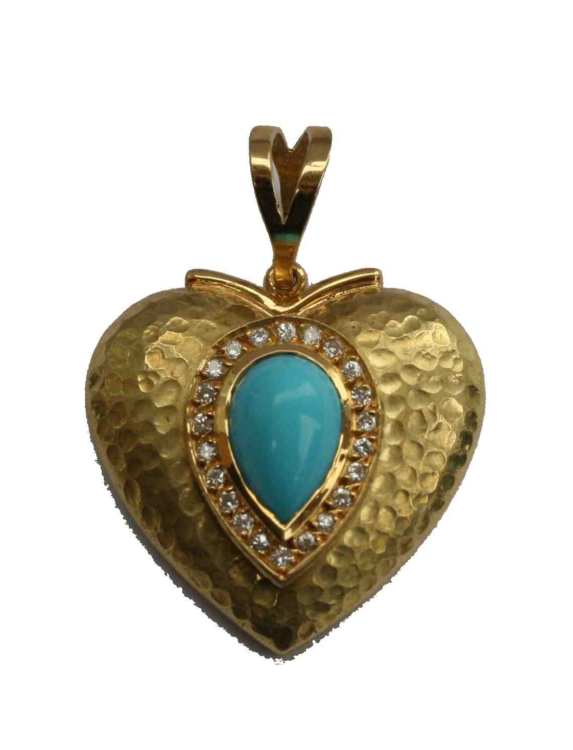 A gold turquoise and diamond set pendant