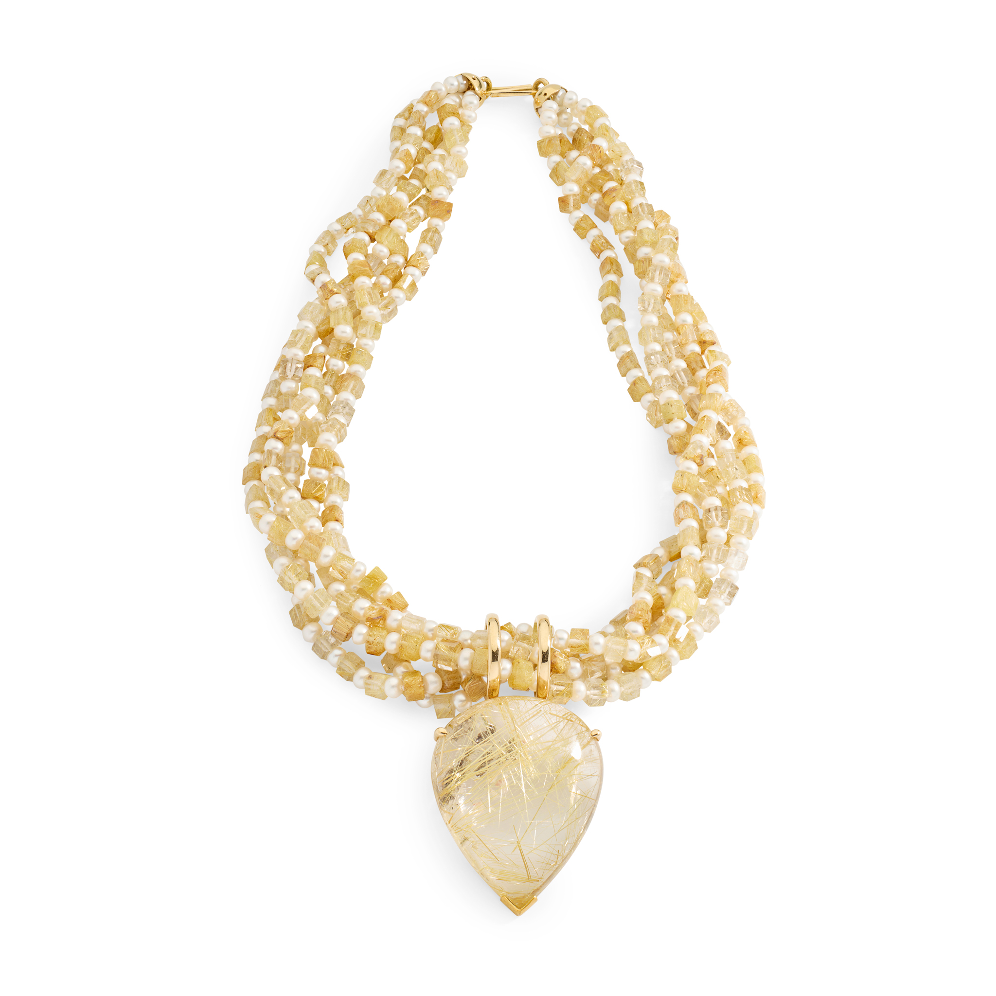 Peter Plöderl: A cultured pearl and rutilated quartz necklace
