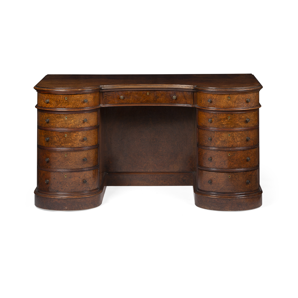 EDWARDIAN WALNUT PEDESTAL DESK
