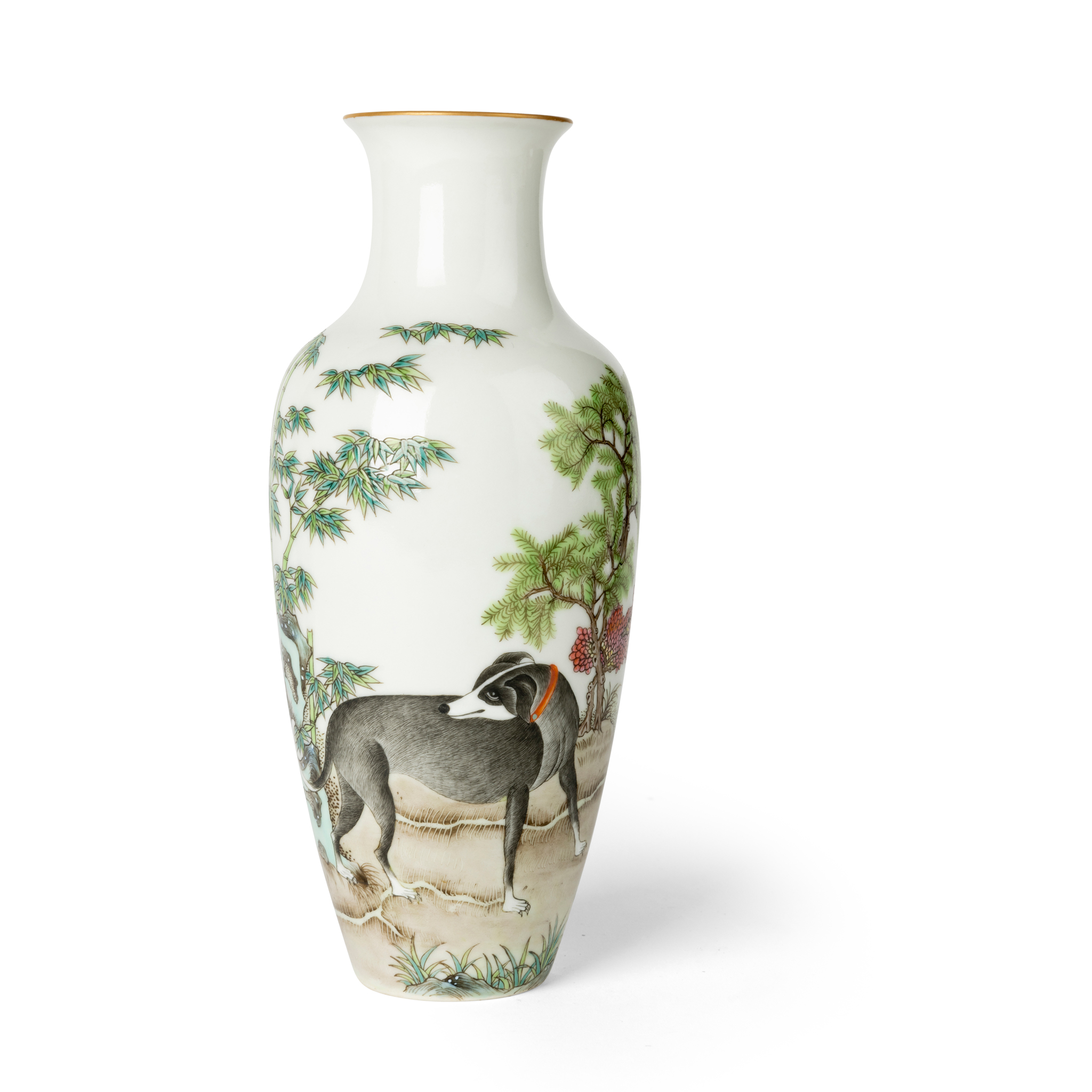 CHINESE FALANGCAI-ENAMELLED 'DOG' VASE