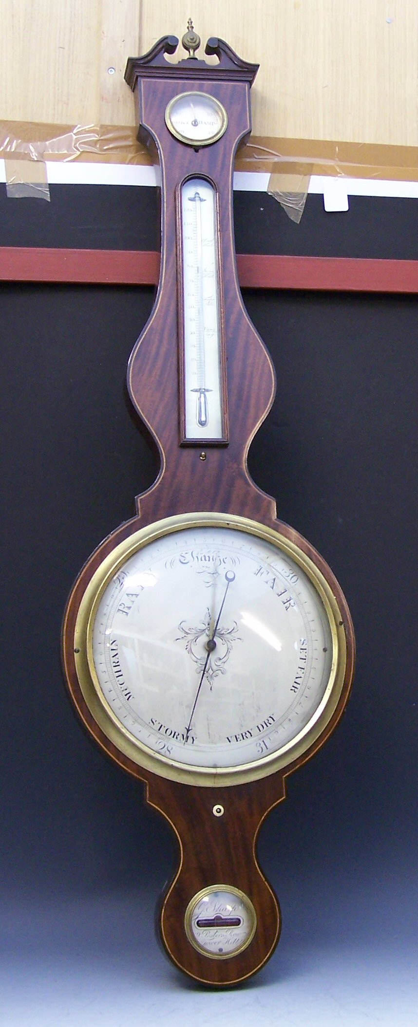 G Sharp, Tower Hill, London An early 19th century mahogany banjo barometer,