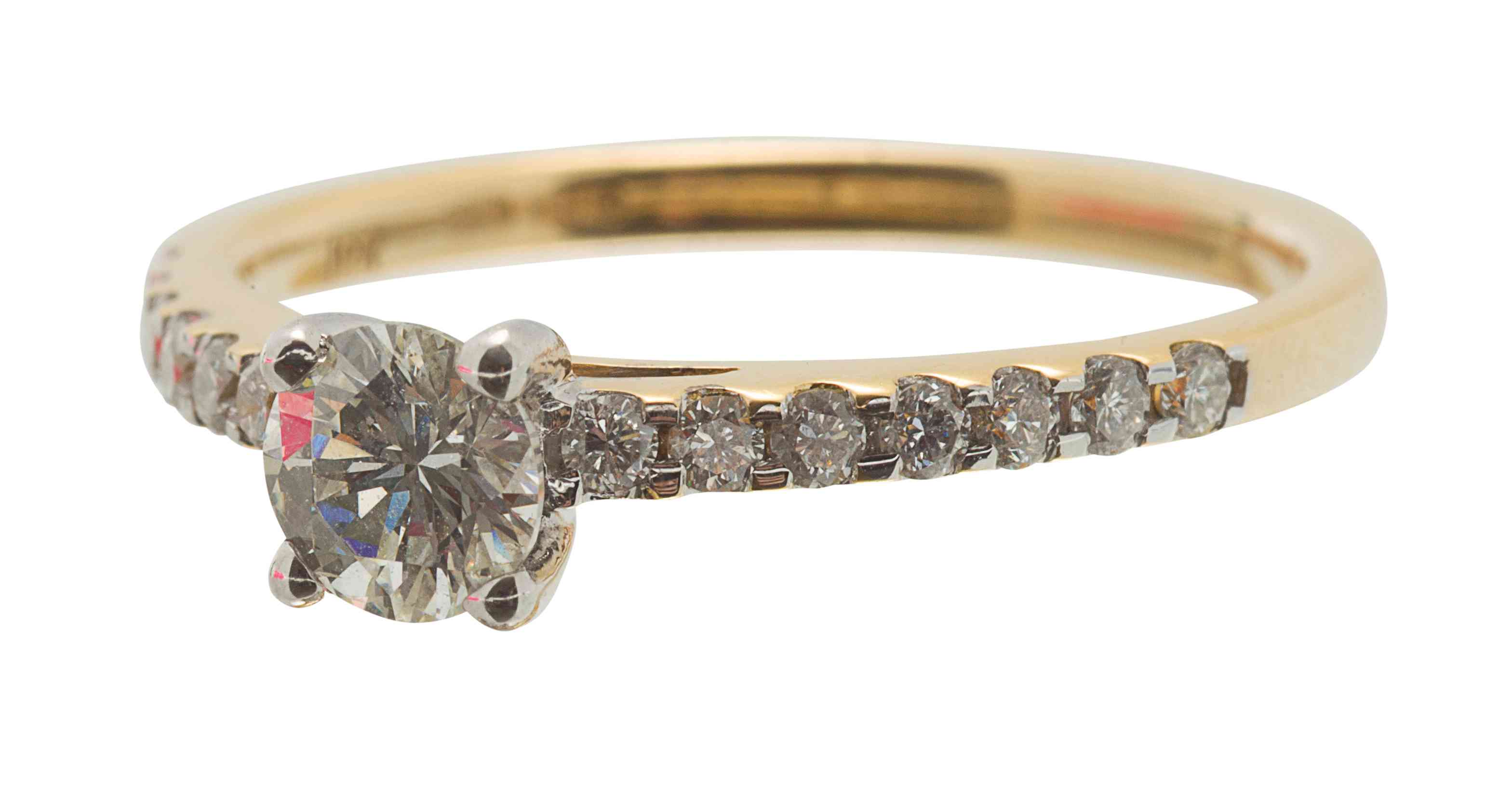 A diamond solitaire ring
