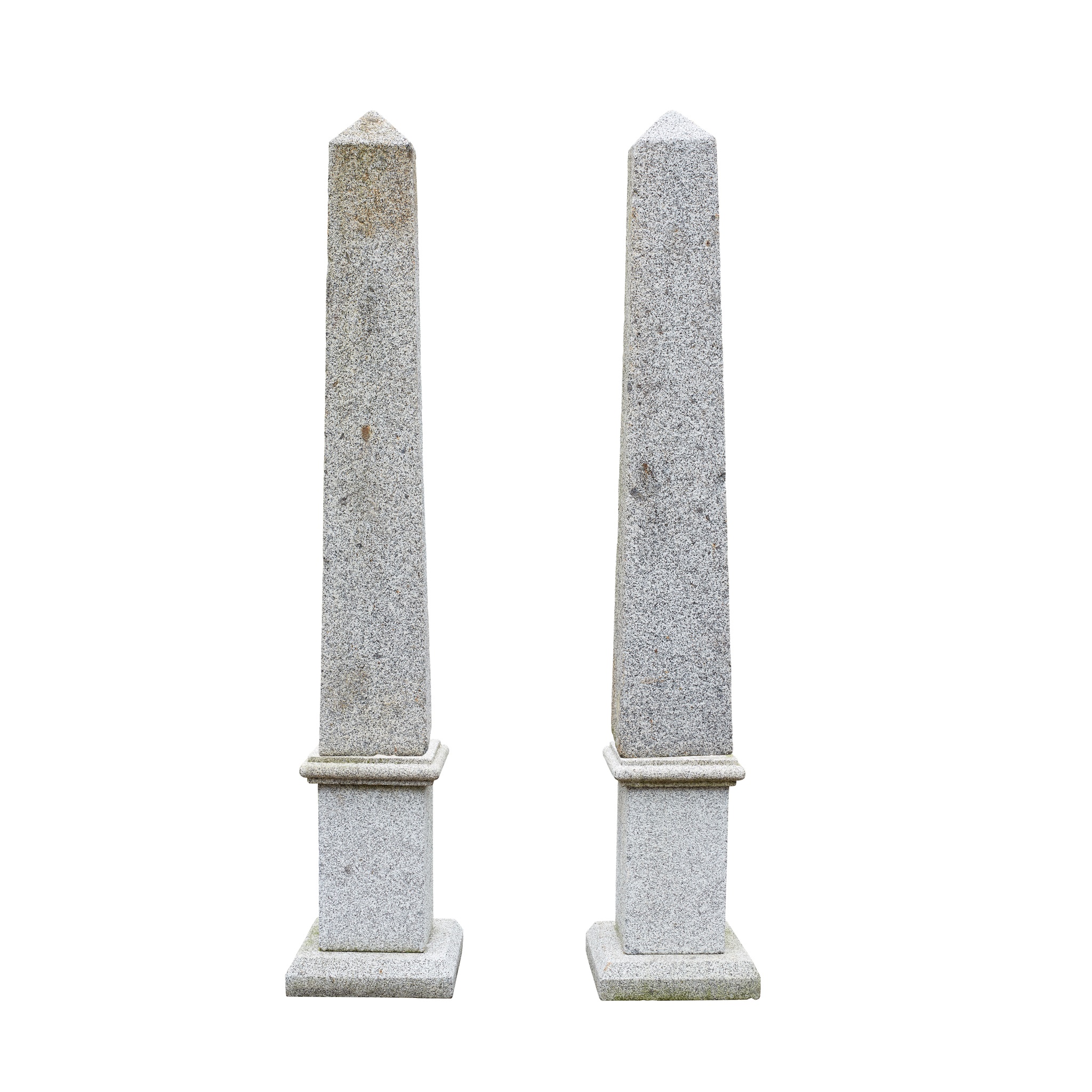 PAIR OF LARGE GRANITE OBELISKS AND BASES