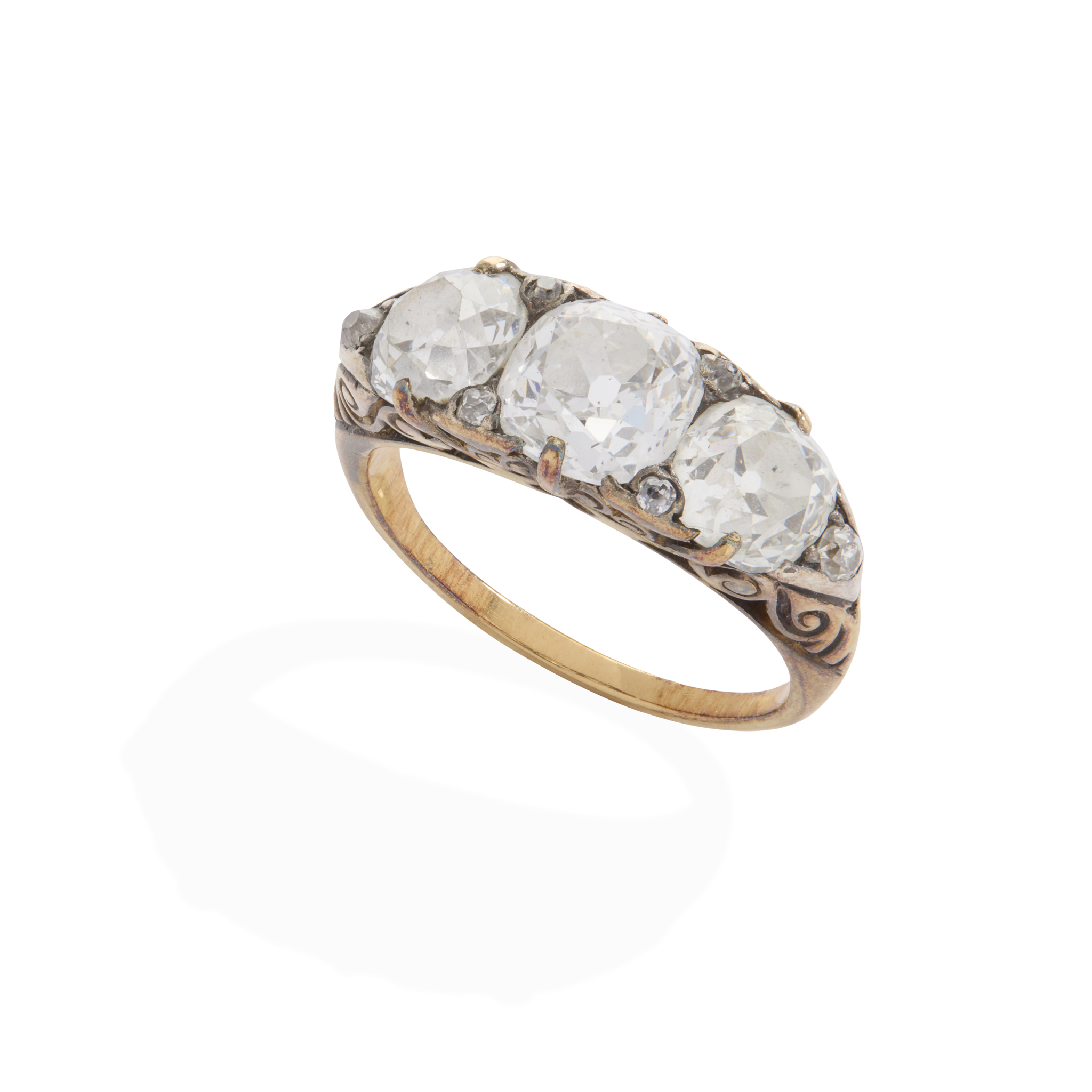 A diamond three-stone ring