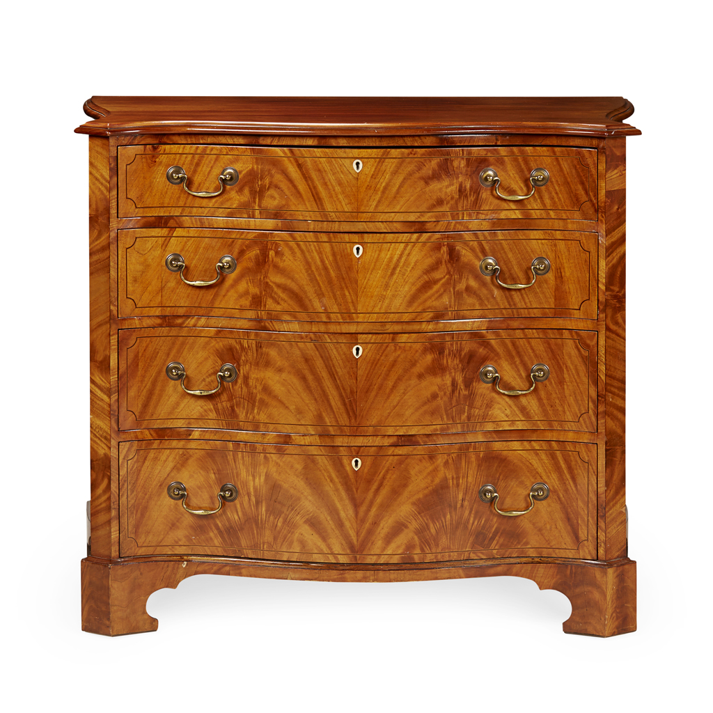 GEORGE III STYLE MAHOGANY SERPENTINE CHEST OF DRAWERS