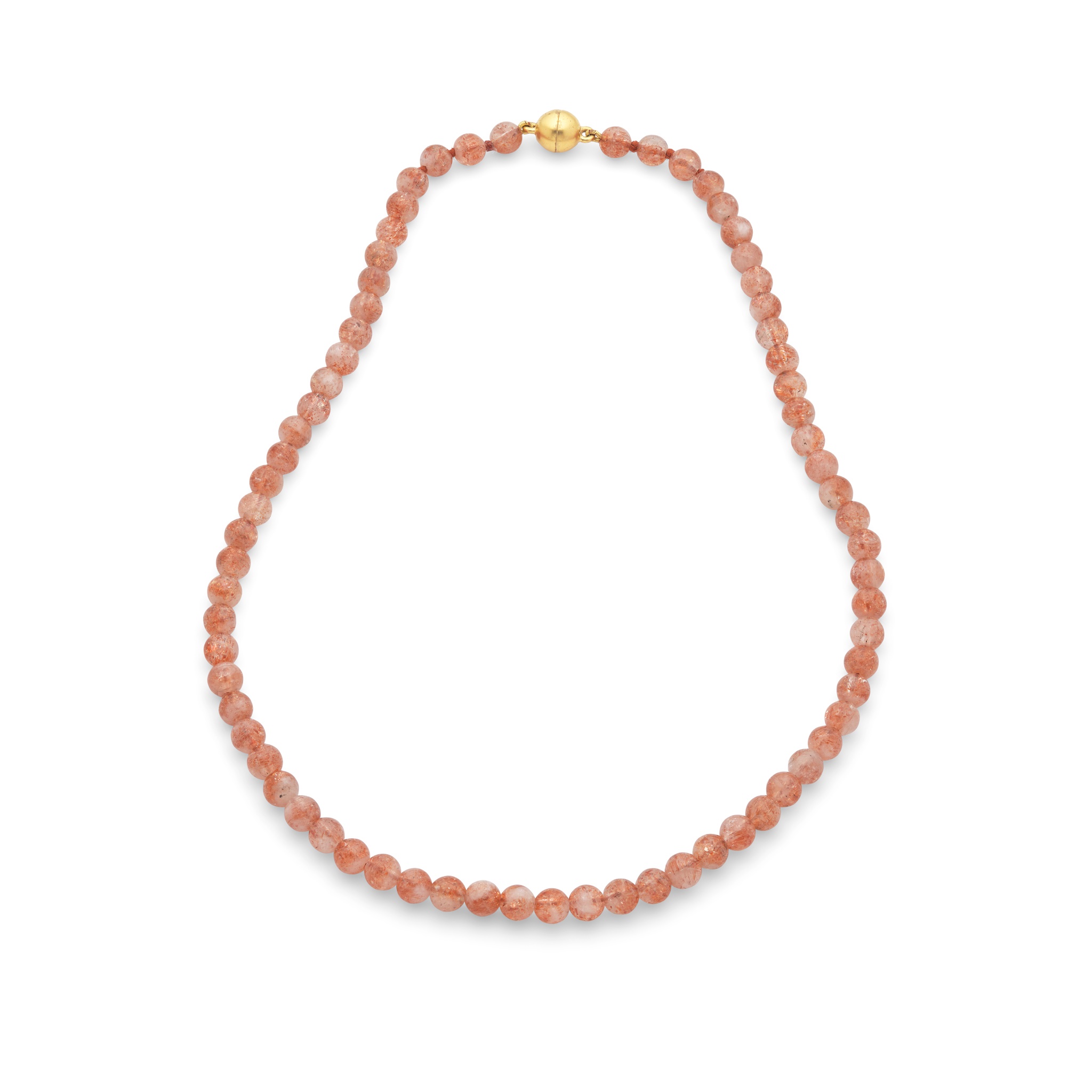 A sunstone bead necklace