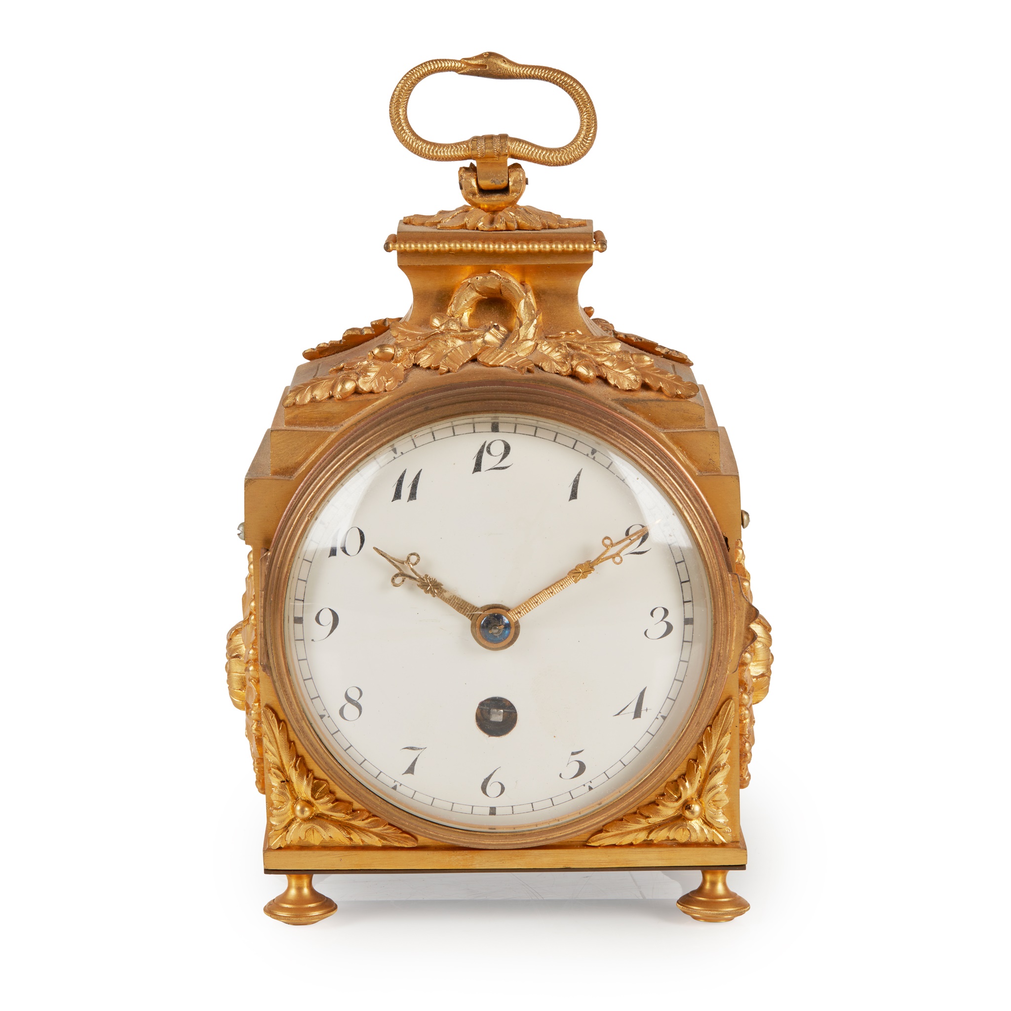 A FRENCH GILT BRONZE PENDULE D'OFFICIER