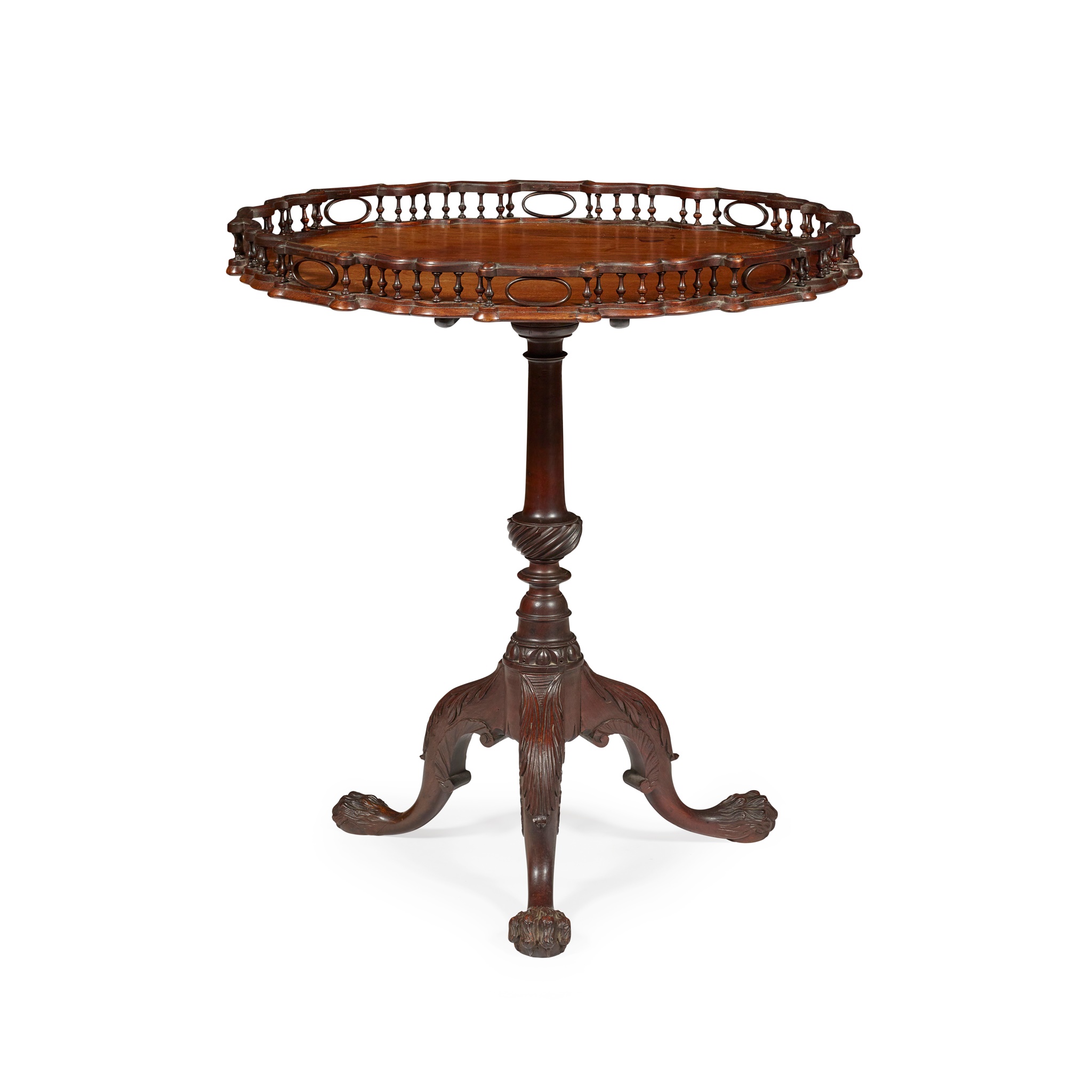 IRISH GEORGE III STYLE MAHOGANY TRIPOD TEA TABLE