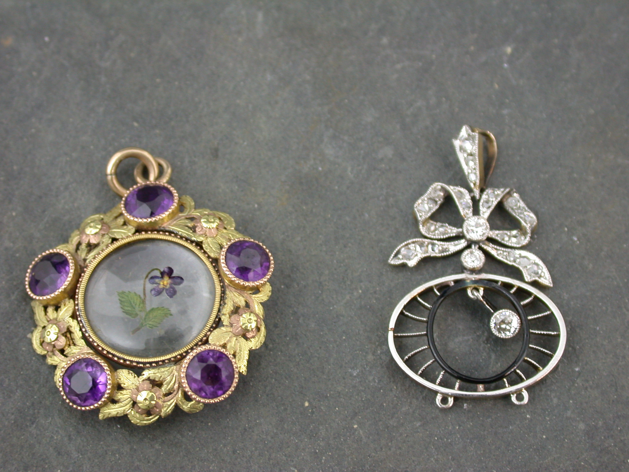 A two colour gold amethyst set pendant,