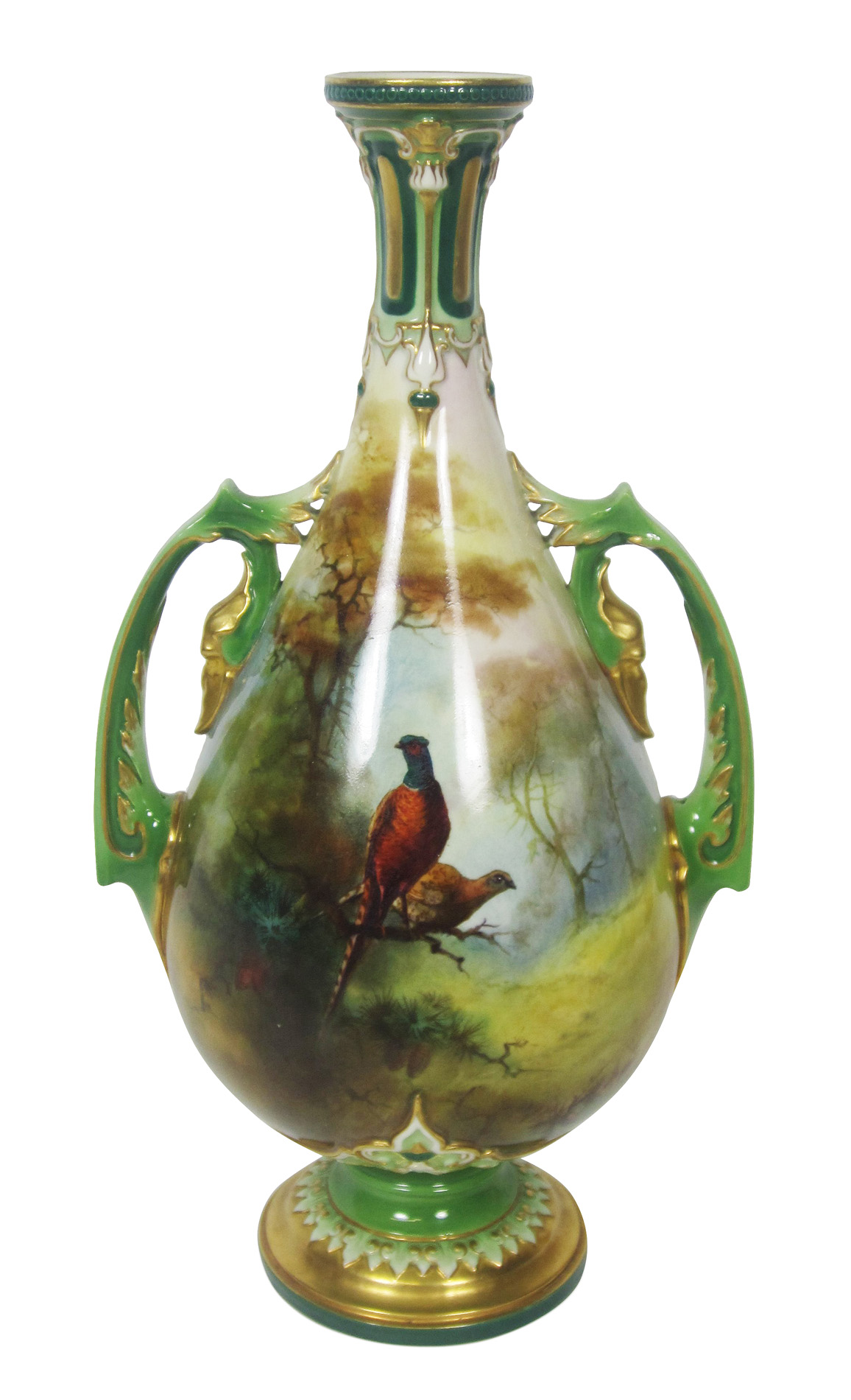 HADLEY'S ROYAL WORCESTER VASE, SIGNED J. W. SEDGLEY