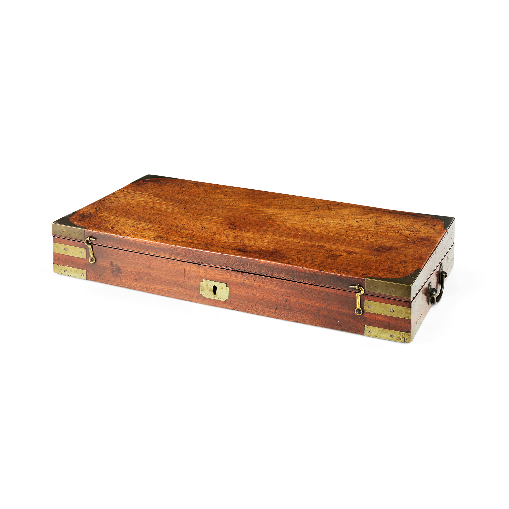 GEORGE III BRASS MOUNTED MAHOGANY WRITING SLOPE