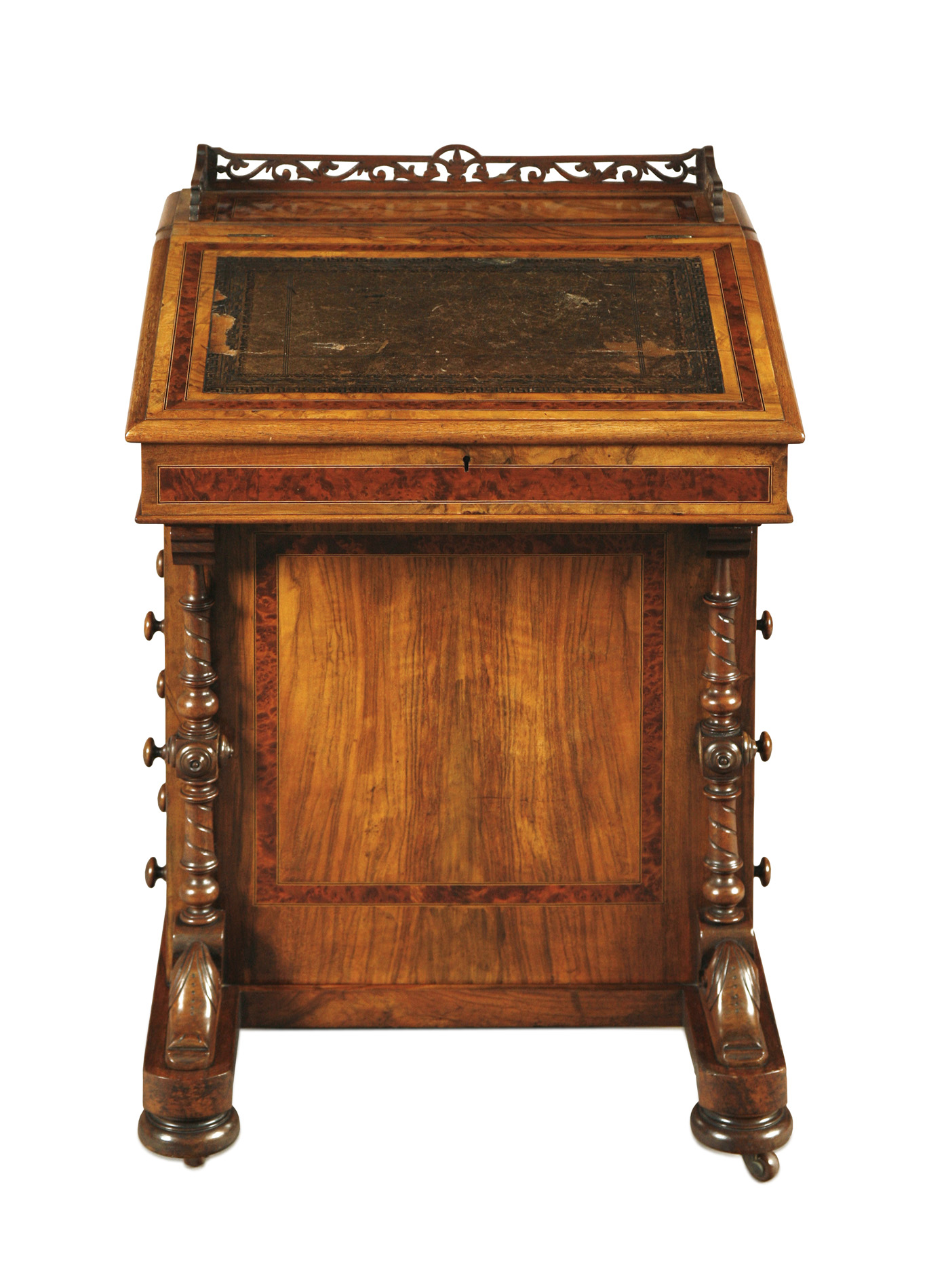 VICTORIAN WALNUT AND INLAY DAVENPORT