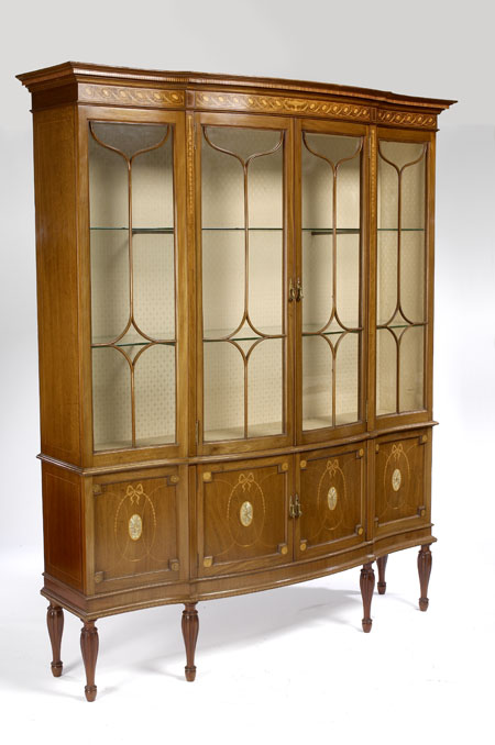 An Edwardian mahogany and inlaid display cabinet