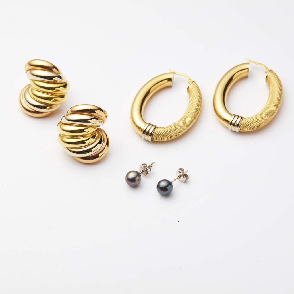 Three pairs of modern earrings