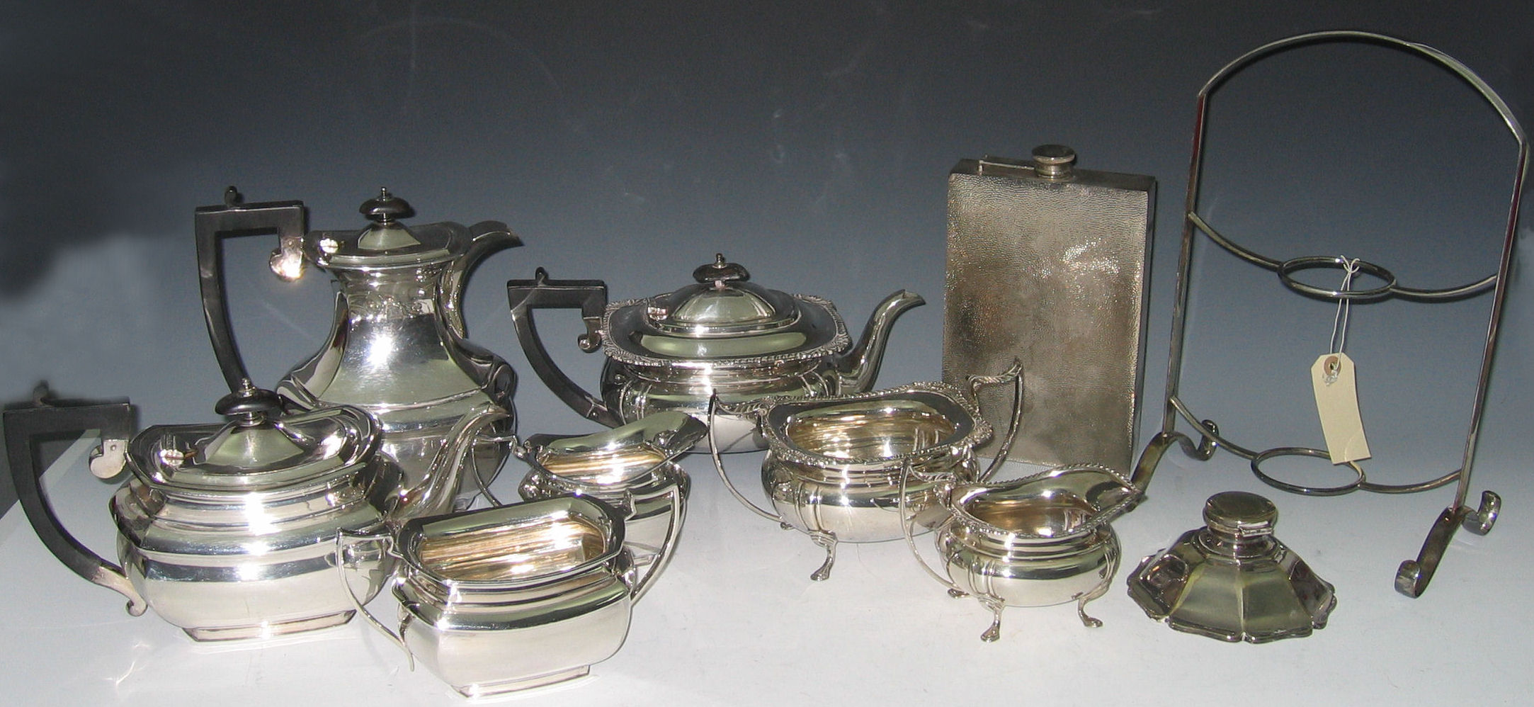 A large collection of plated items,