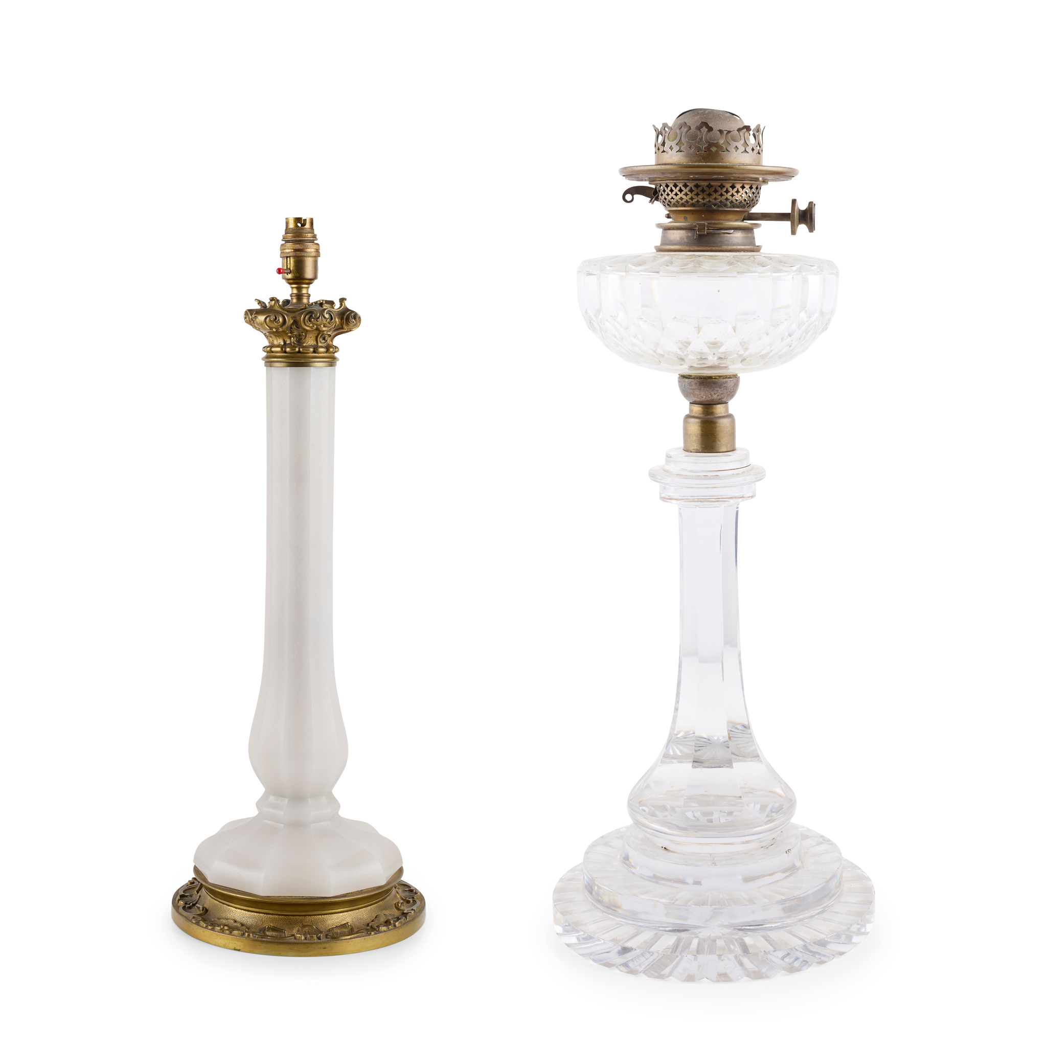 TWO GLASS LAMP BASES