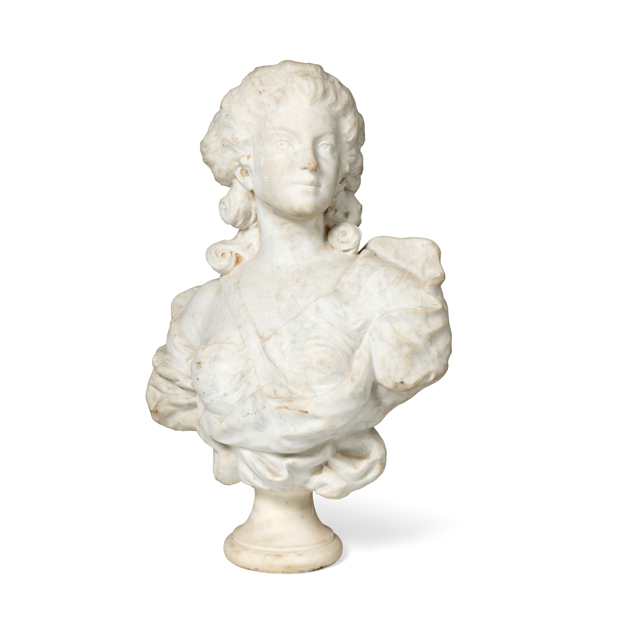 A PORTRAIT MARBLE BUST OF A LADY
