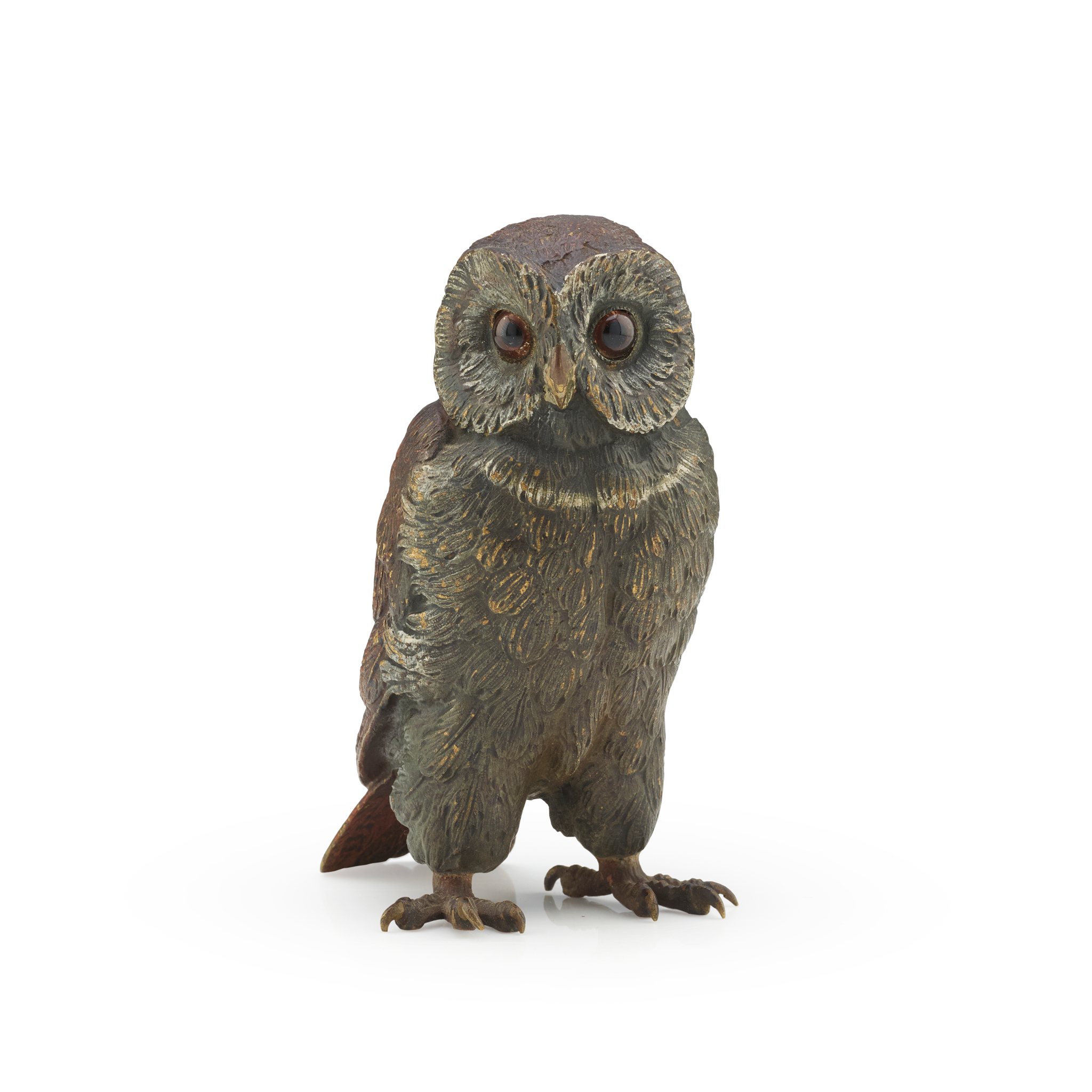 AUSTRIAN COLD PAINTED BRONZE FIGURE OF AN OWL