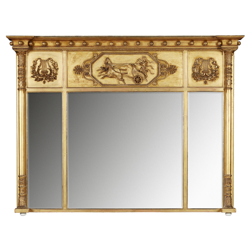 REGENCY GILT TRIPLE OVERMANTEL MIRROR