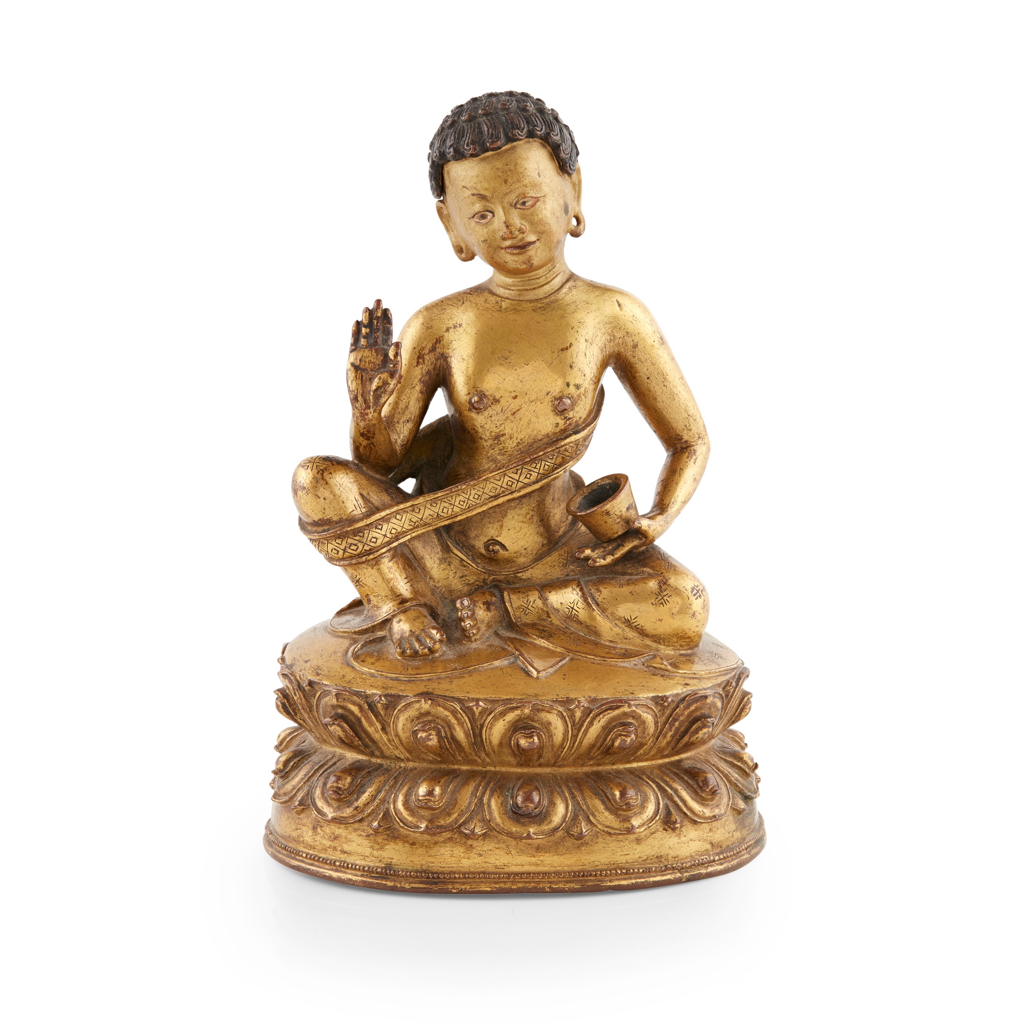 GILT BRONZE FIGURE OF MILAREPA
