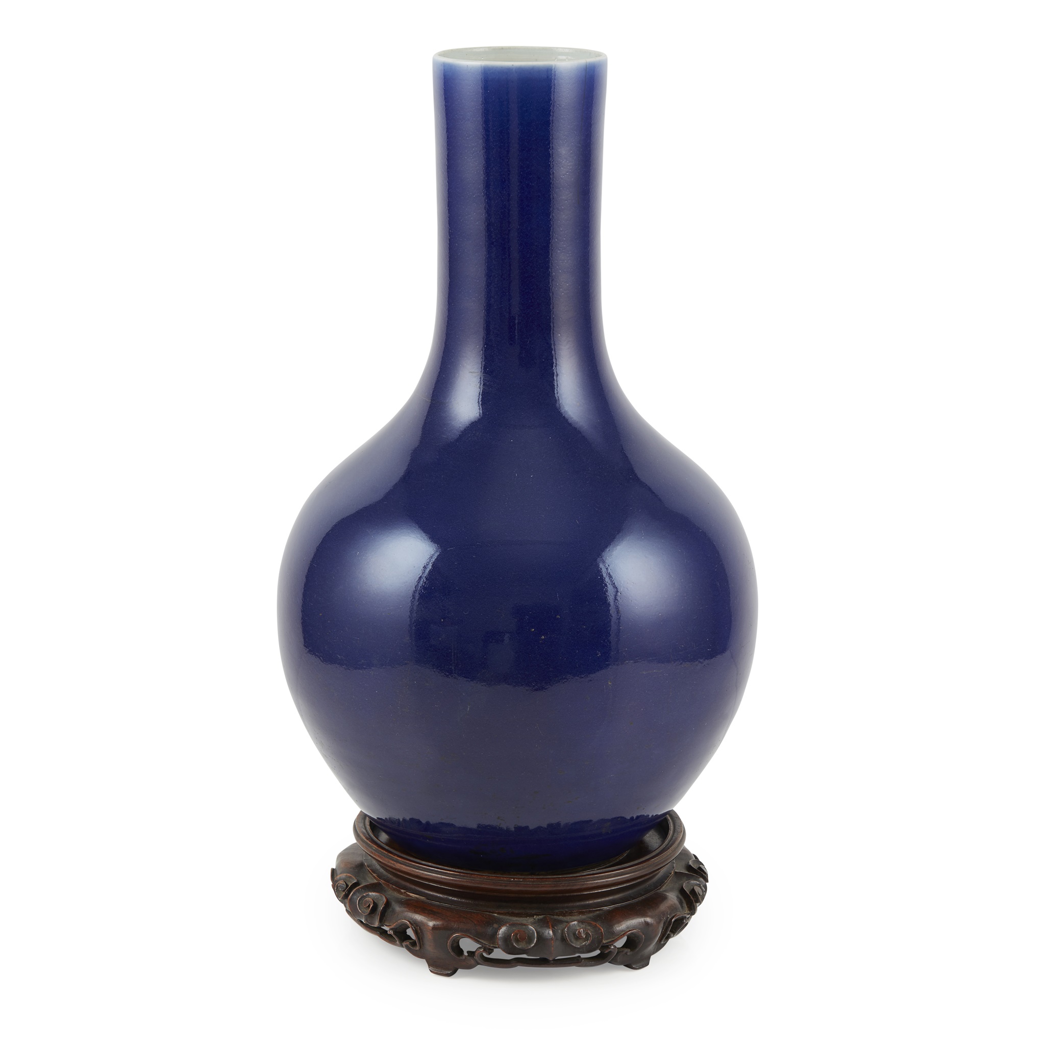 LARGE BLUE-GLAZED BOTTLE VASE