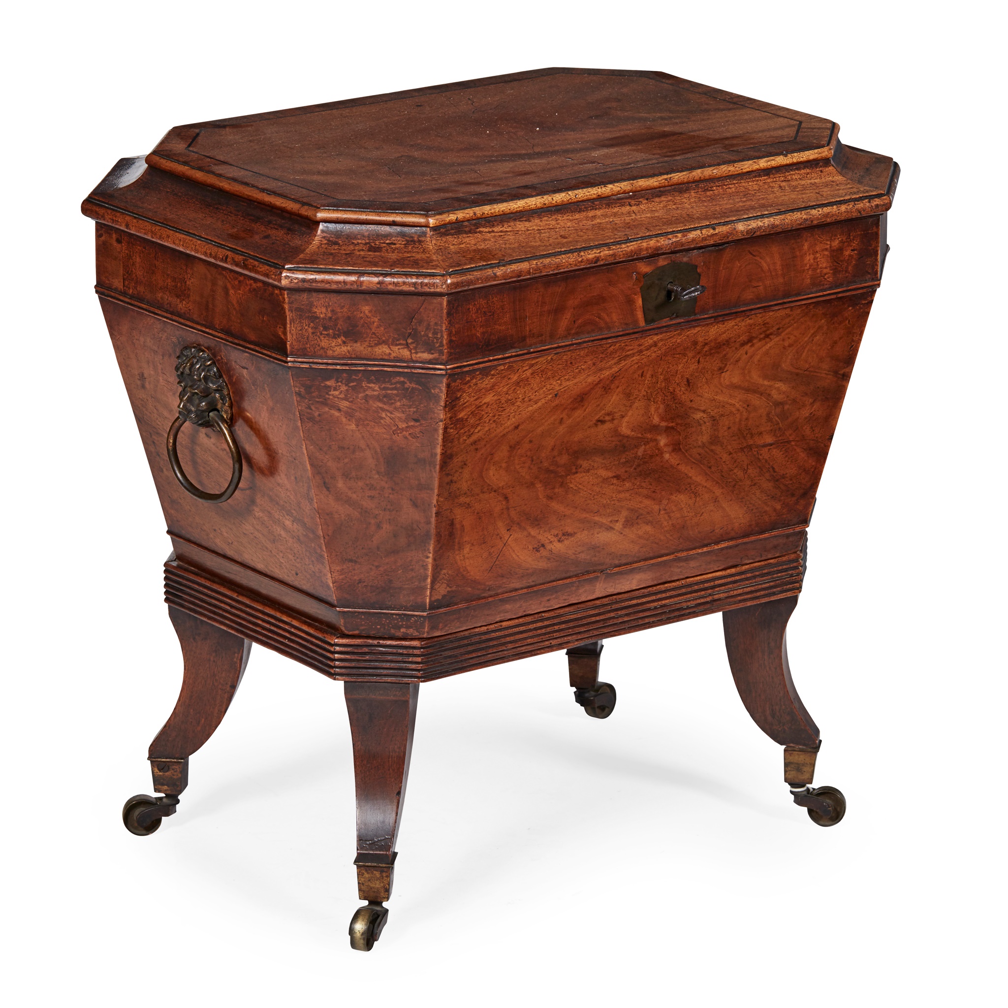 LATE GEORGE III MAHOGANY CELLARETTE-ON-STAND