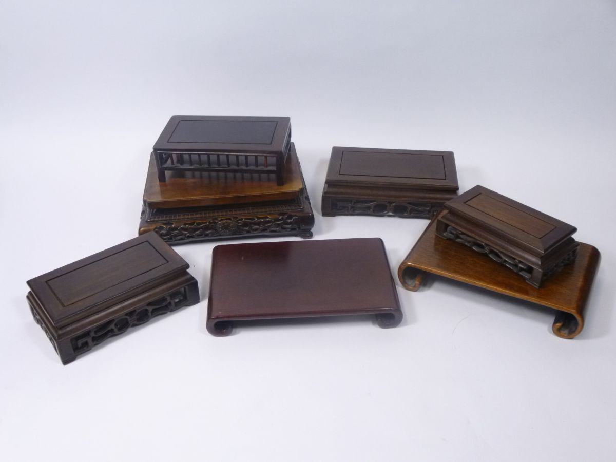 SEVEN ASSORTED CHINESE HARDWOOD STANDS