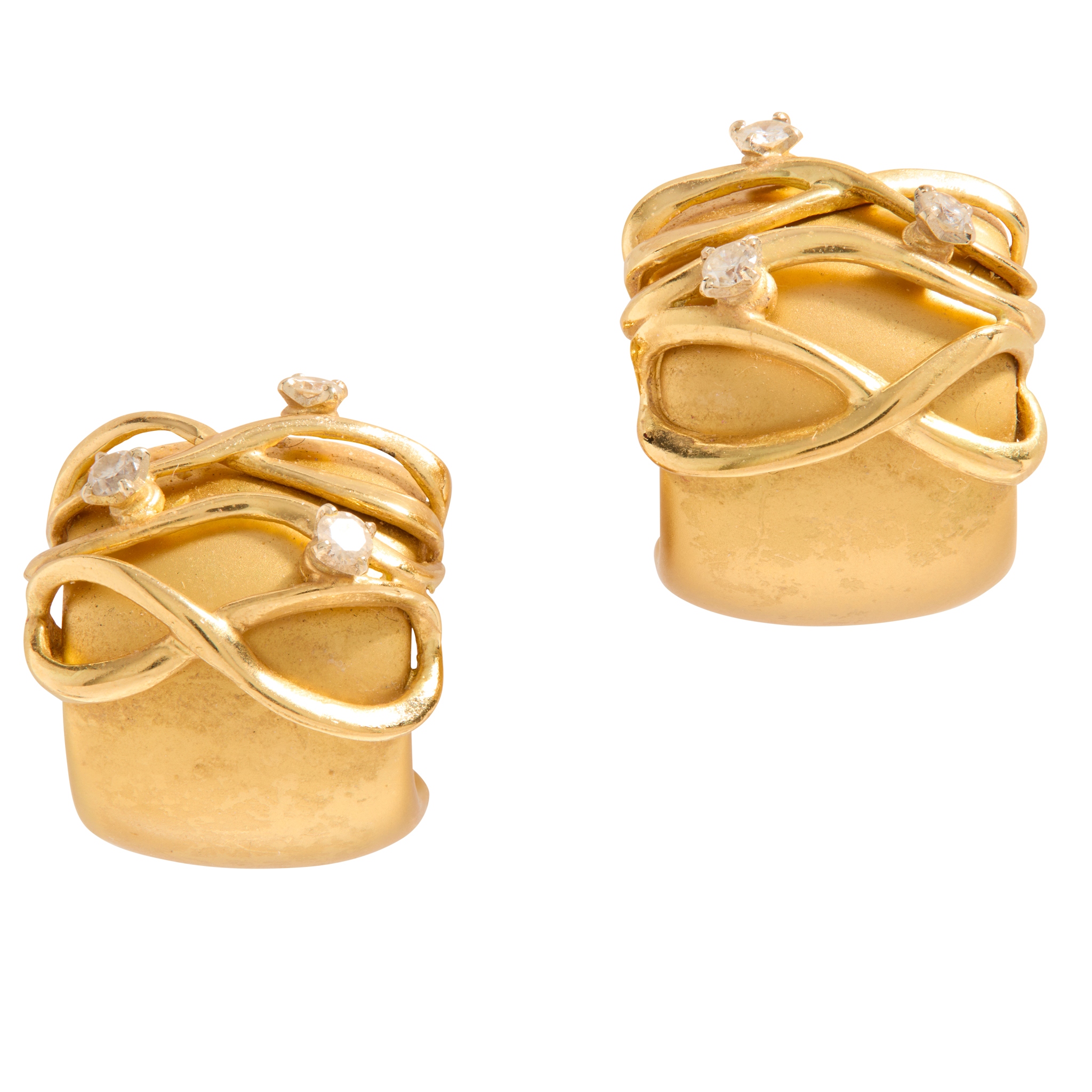 A pair of 18ct gold diamond earrings