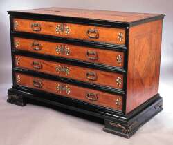 An 18th century North Italian fruitwood and ebonised secretaire commode