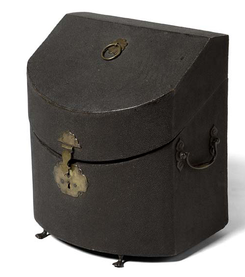 A George III stained shagreen cutlery box, circa 1800