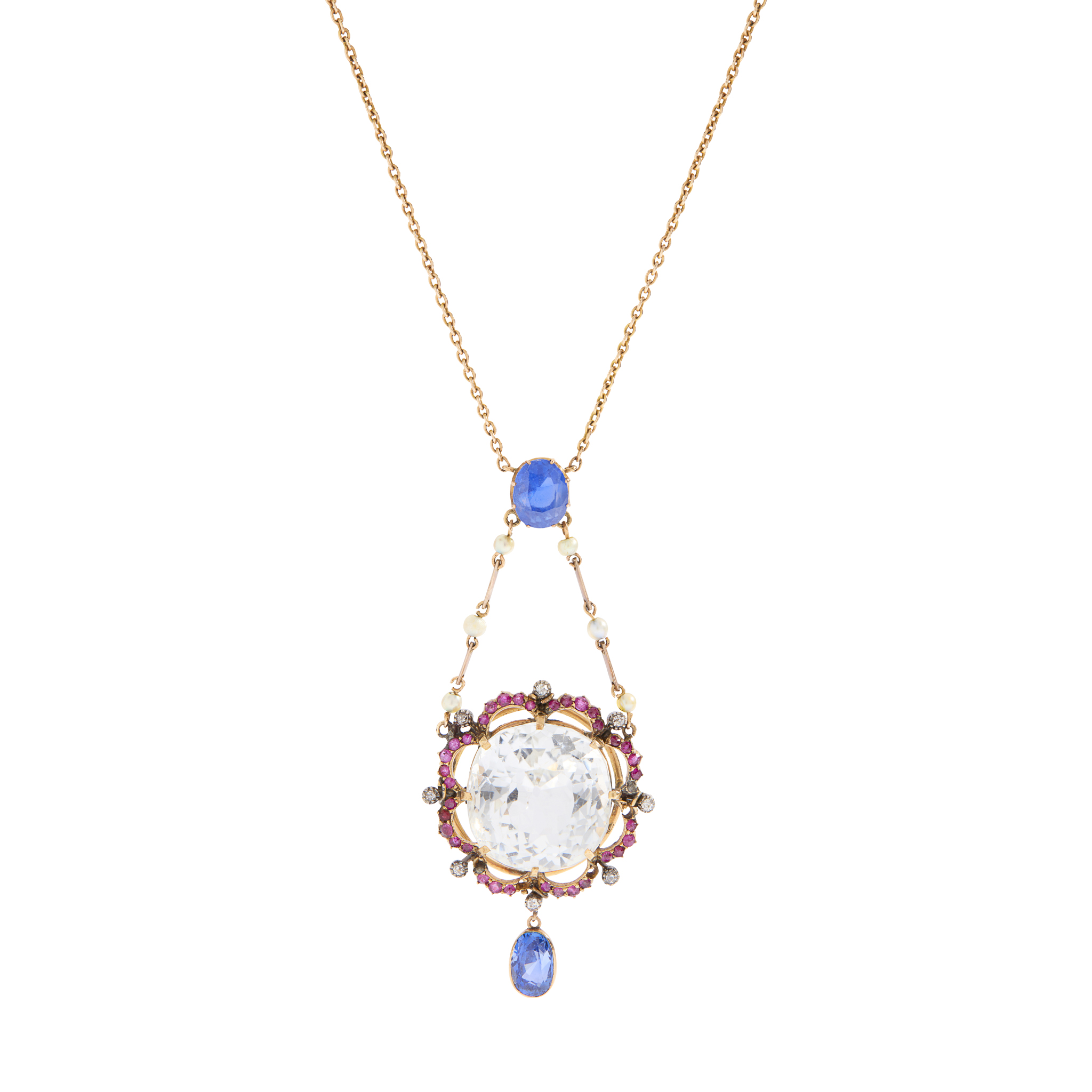 A late 19th century multi-gem pendant